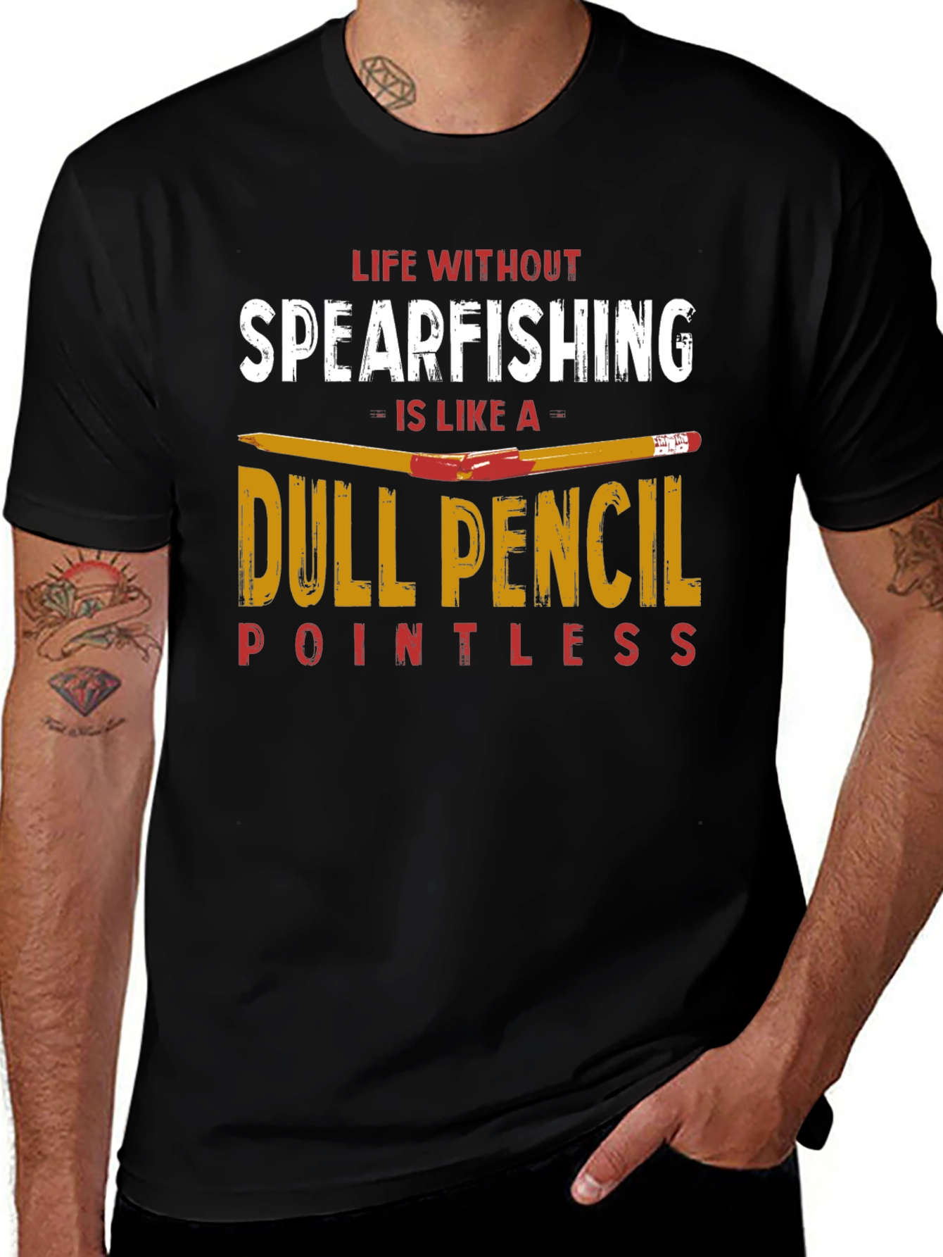 Spearfishing T-Shirt - Dull Pencil Design