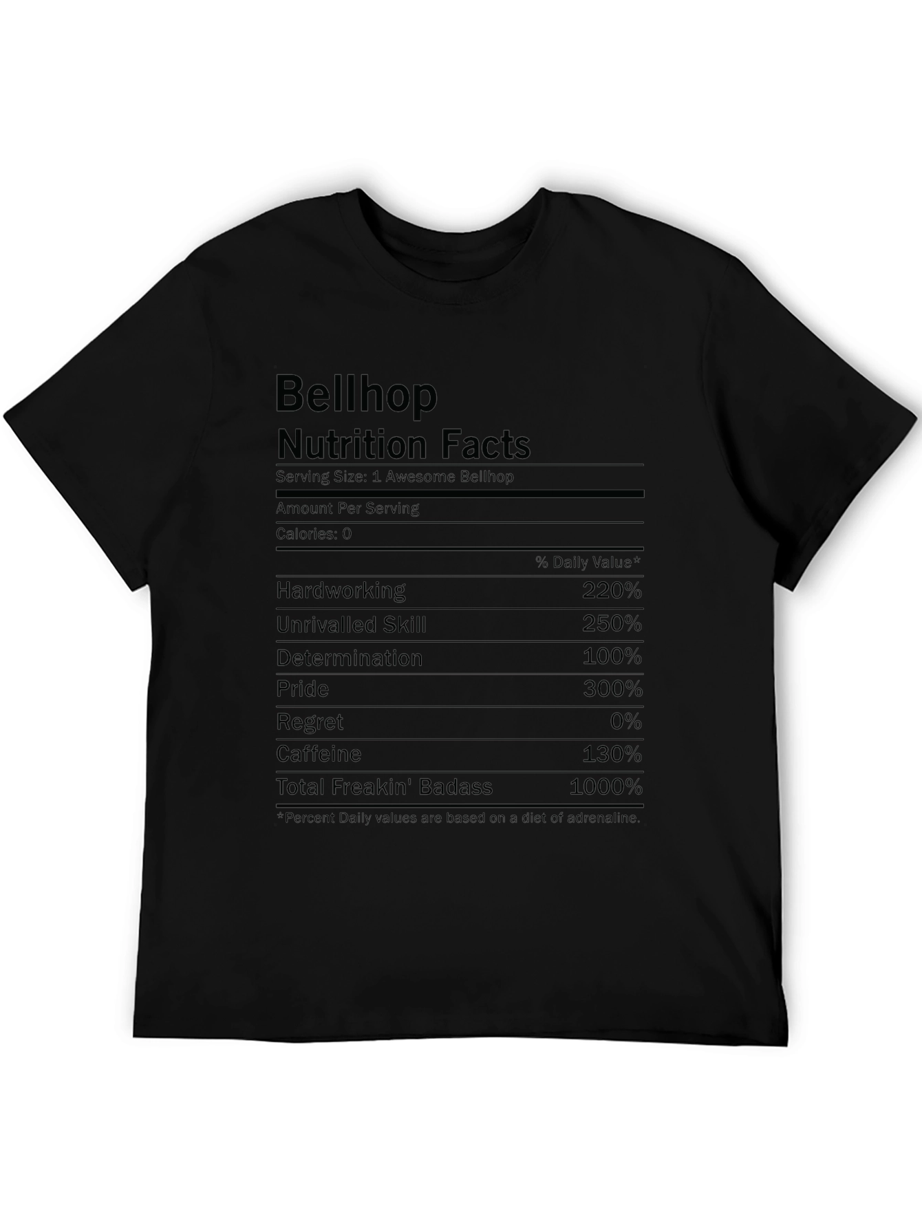 Bellhop Nutrition Facts Funny T-Shirt