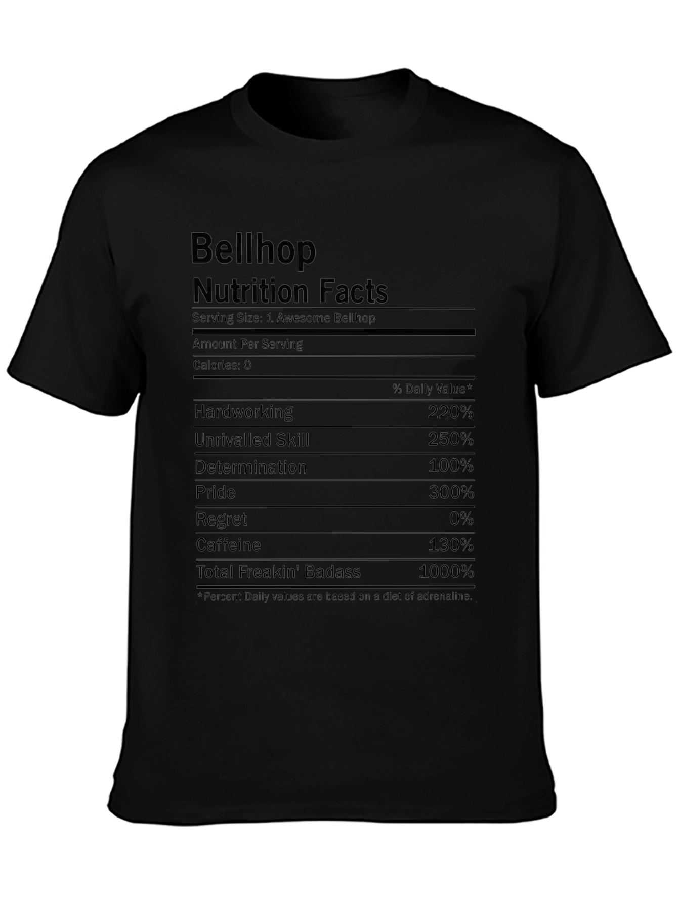 Bellhop Nutrition Facts Funny T-Shirt