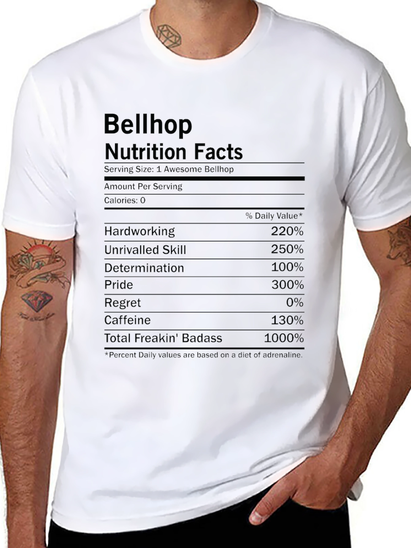 Bellhop Nutrition Facts Funny T-Shirt