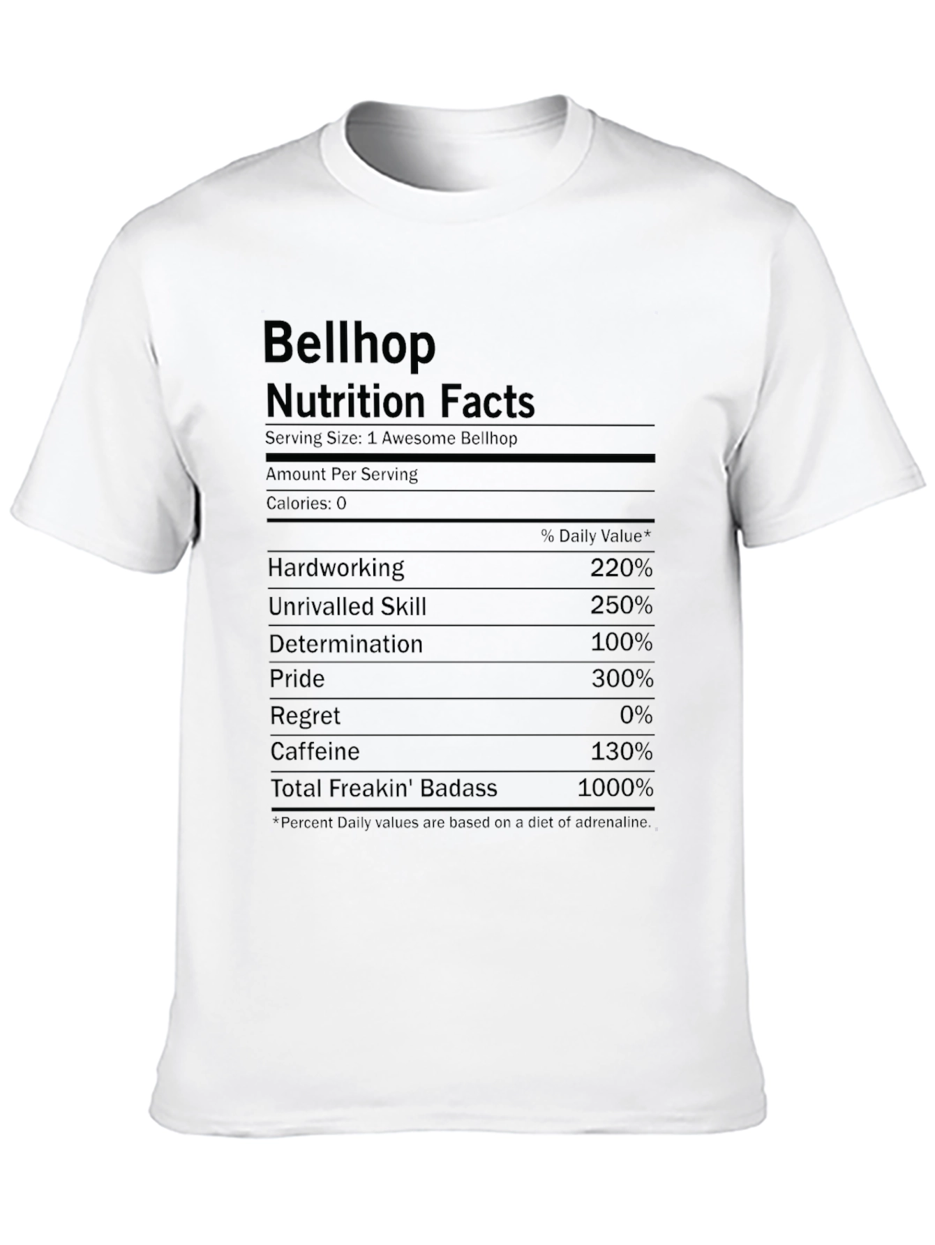 Bellhop Nutrition Facts Funny T-Shirt