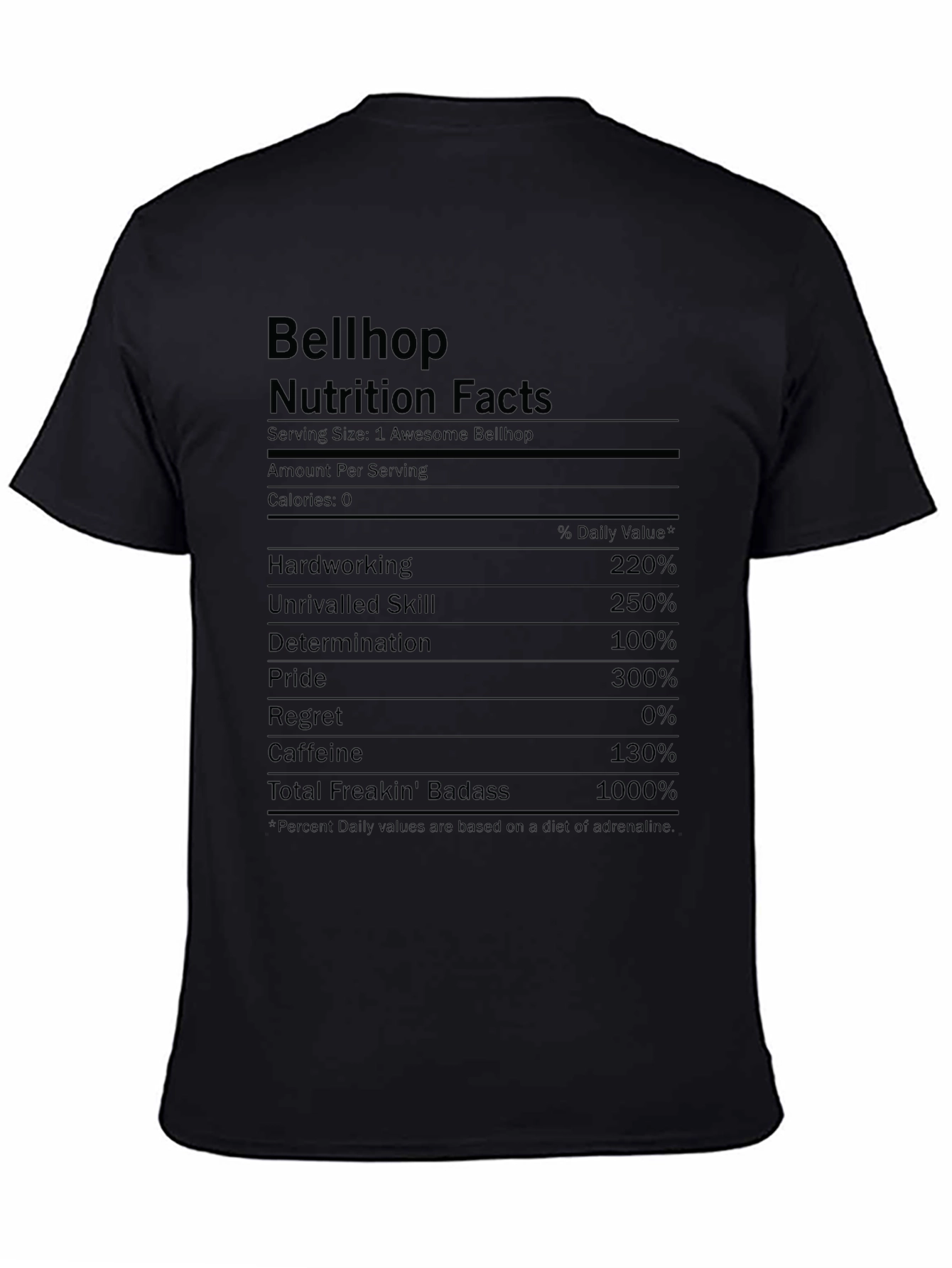 Bellhop Nutrition Facts Funny T-Shirt