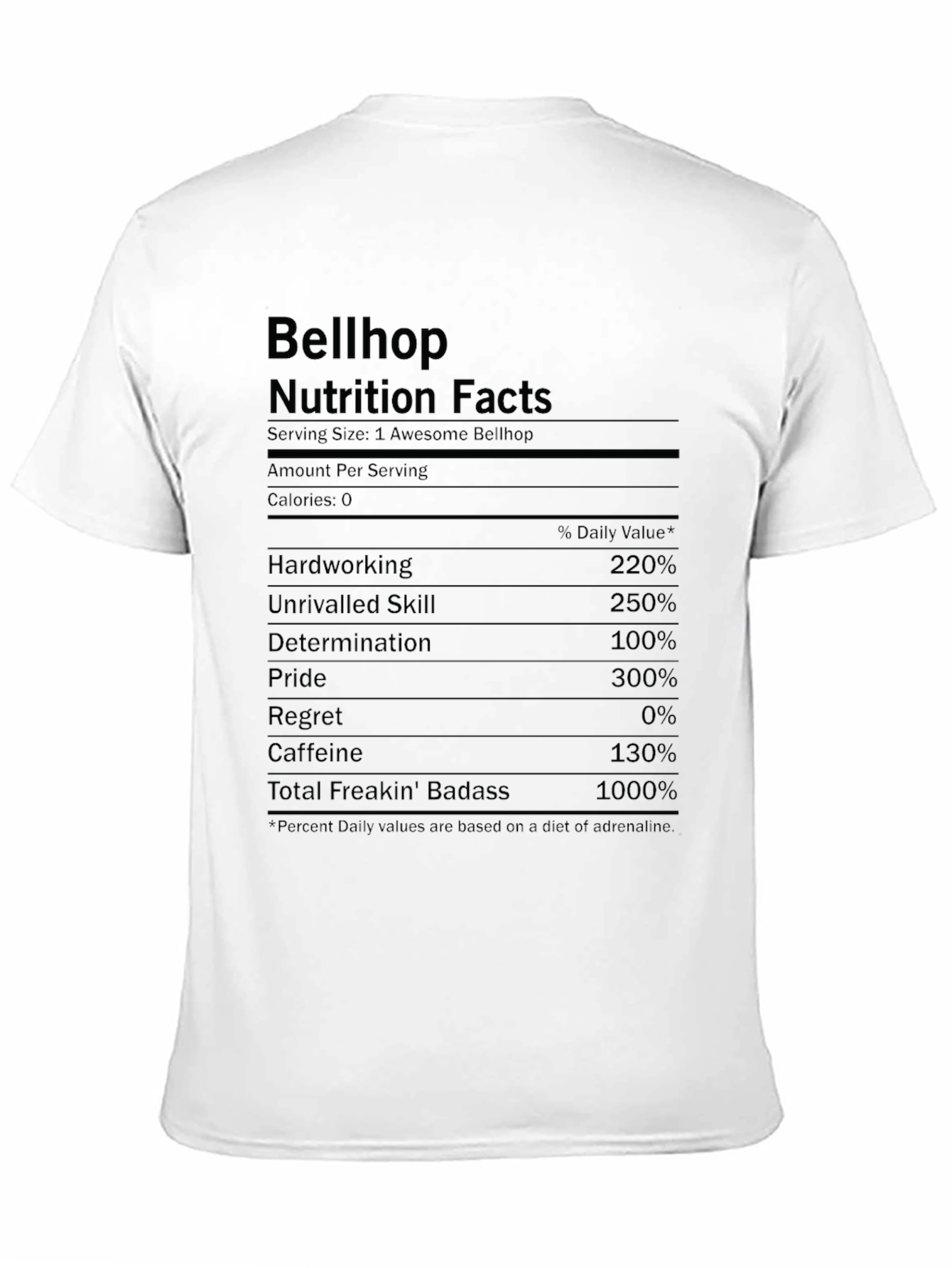 Bellhop Nutrition Facts Funny T-Shirt