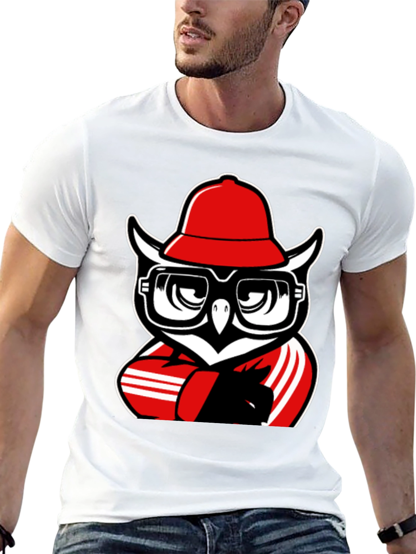 Cool Owl Graphic Tee - Black