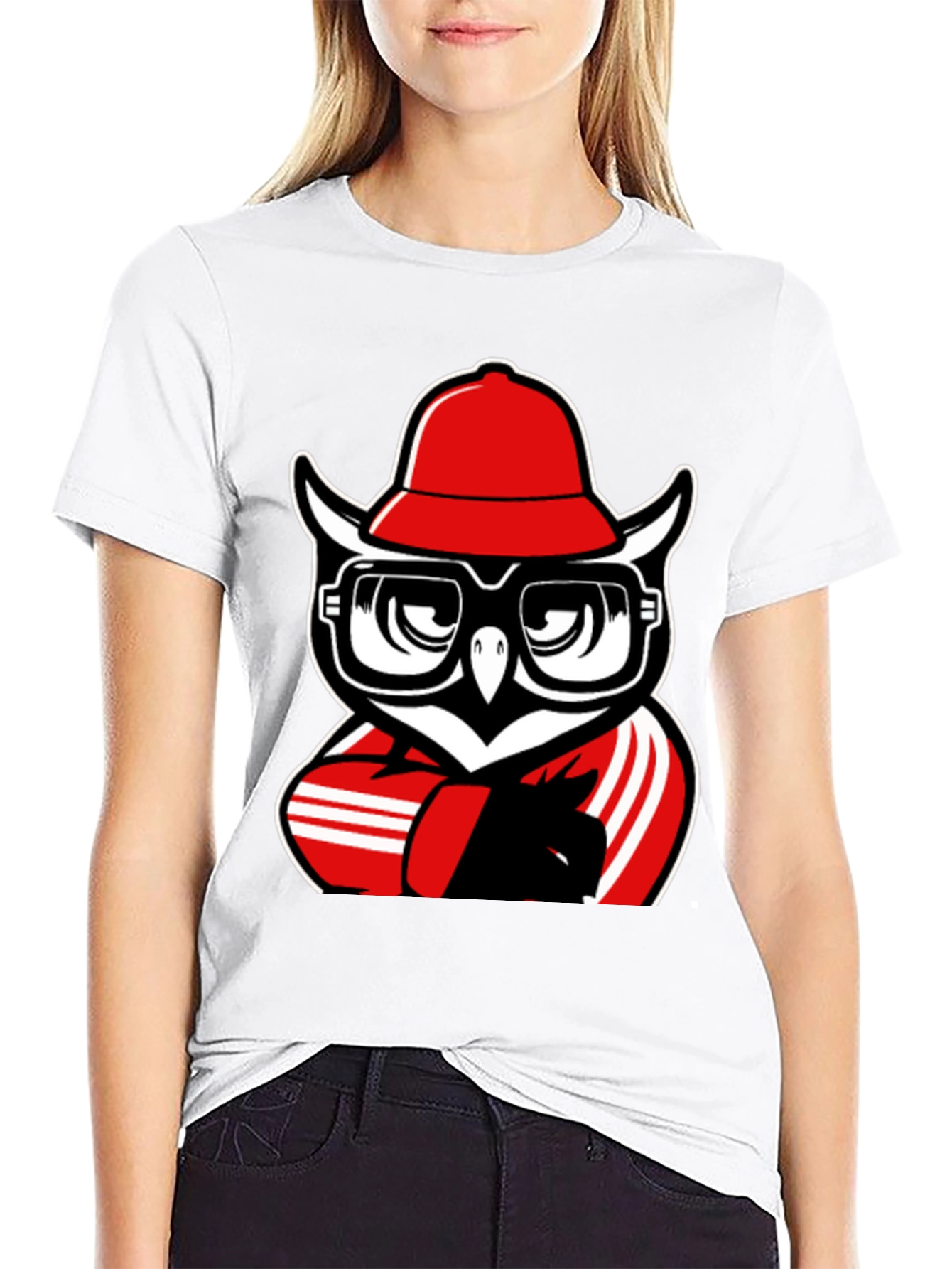 Cool Owl Graphic Tee - Black