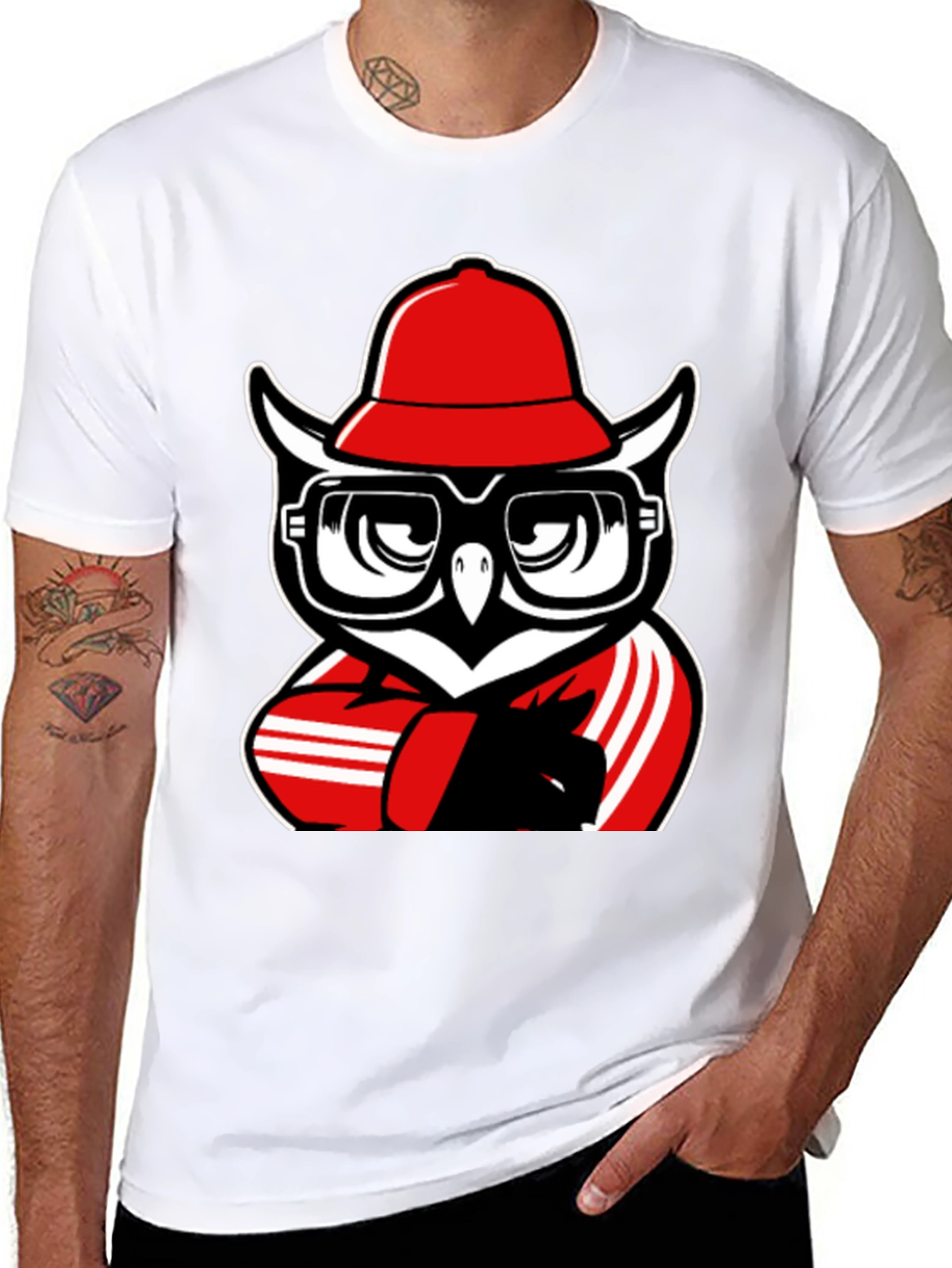 Cool Owl Graphic Tee - Black