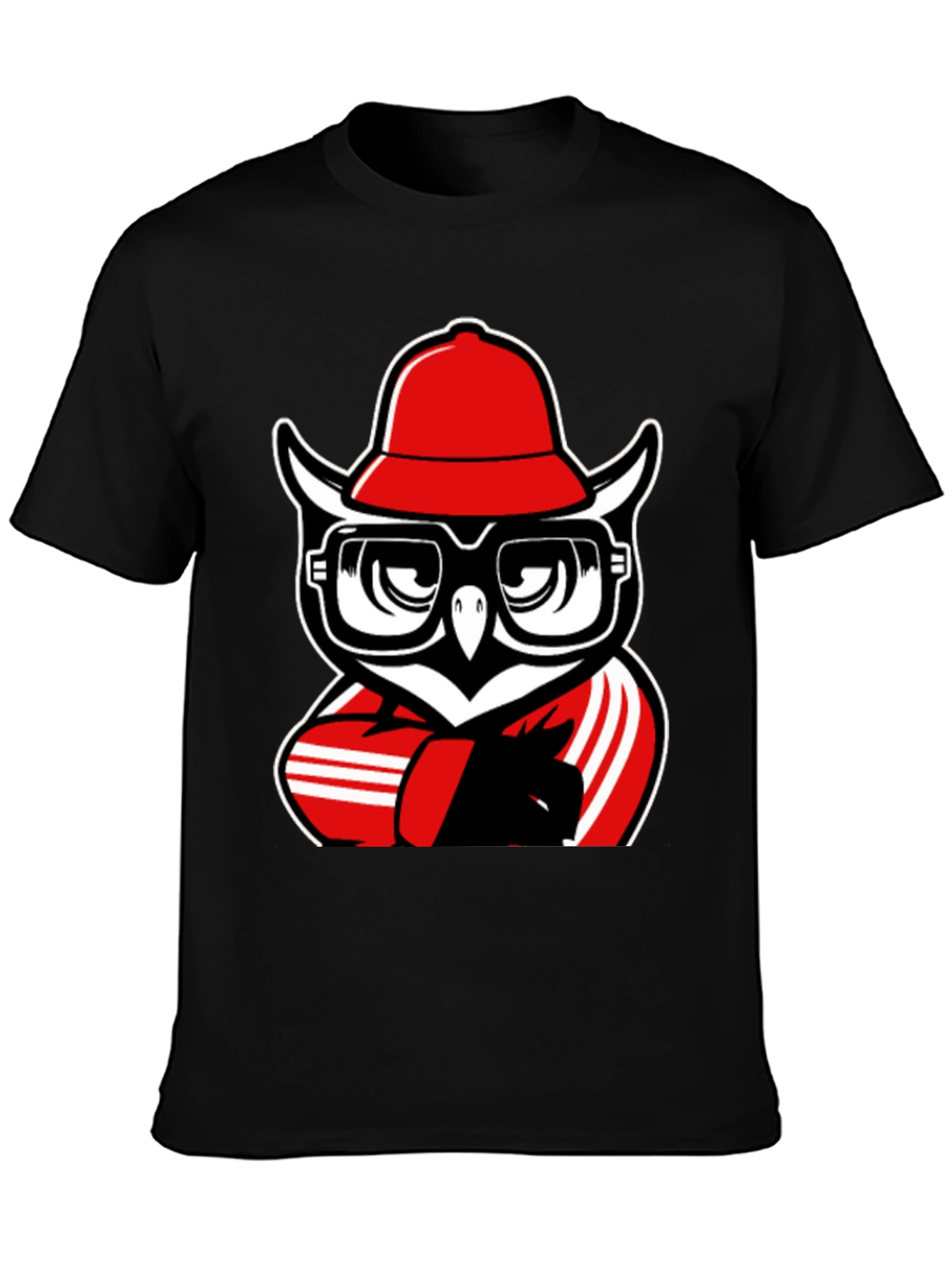 Cool Owl Graphic Tee - Black