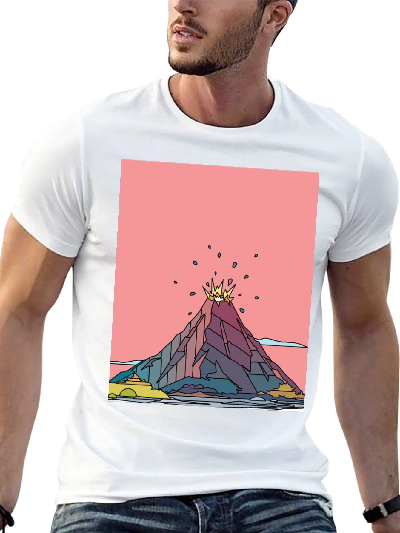 Volcano Graphic Black T-Shirt - Mens Tee