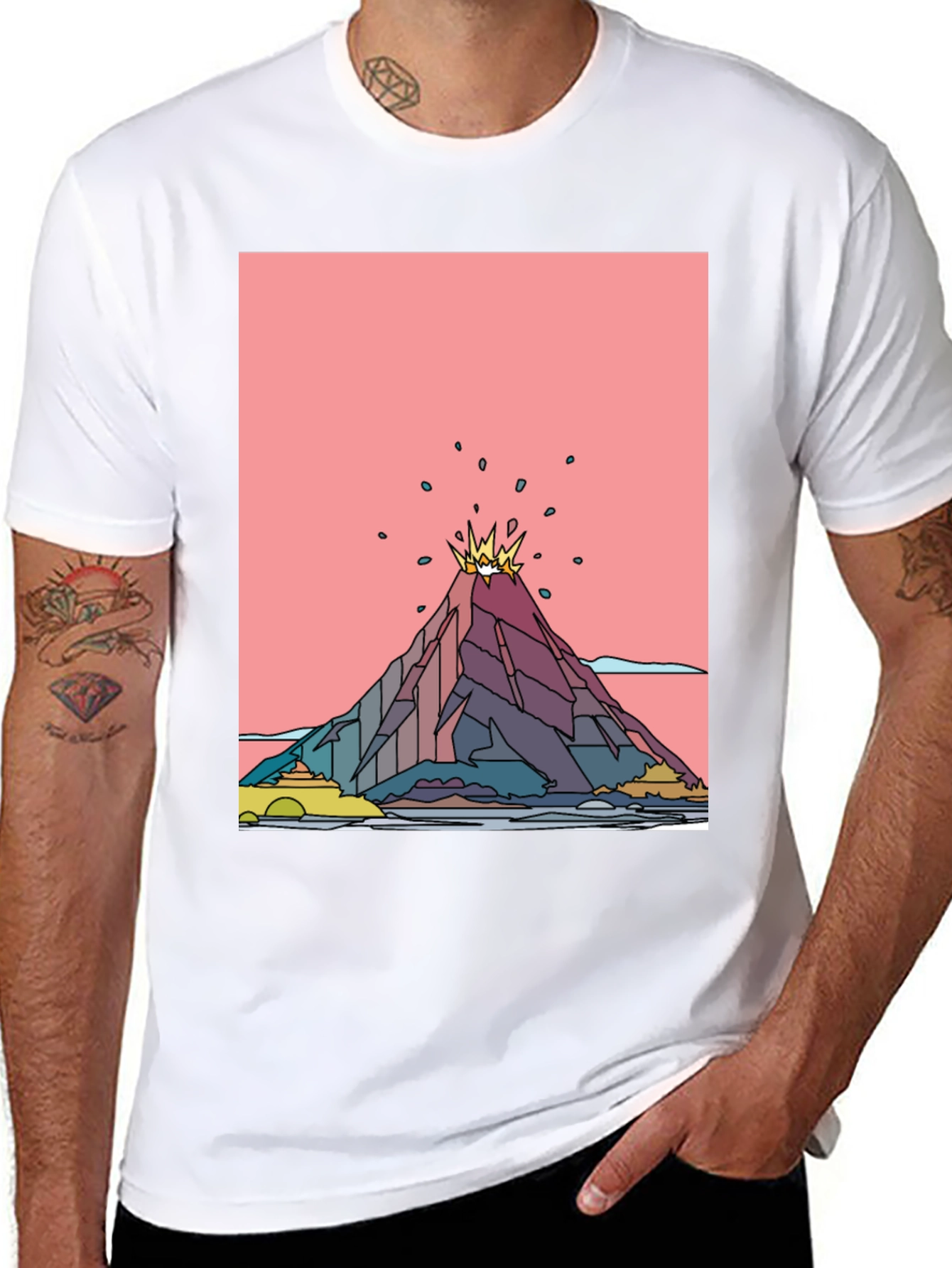 Volcano Graphic Black T-Shirt - Mens Tee