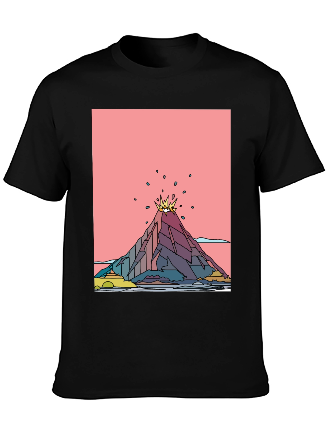 Volcano Graphic Black T-Shirt - Mens Tee