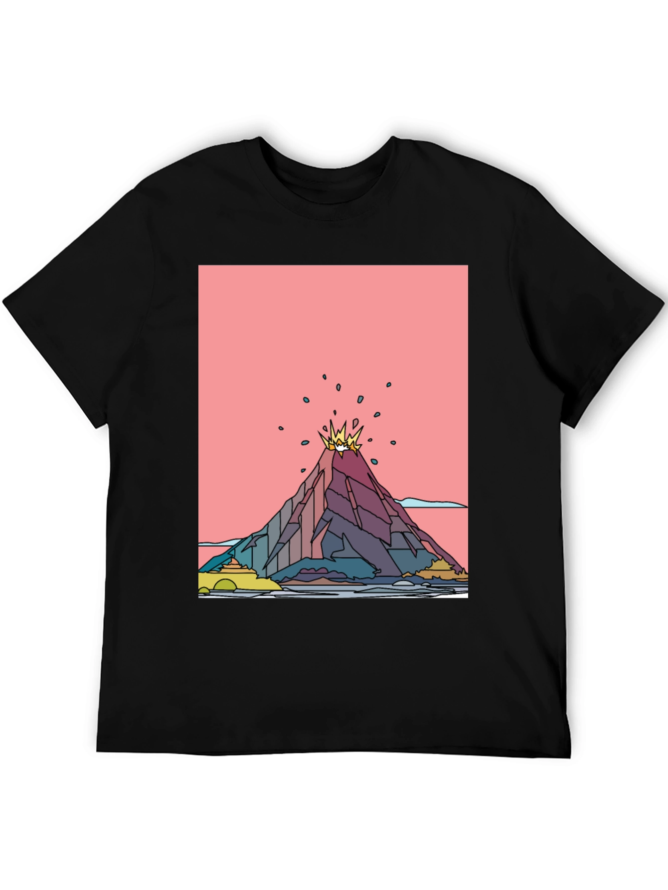 Volcano Graphic Black T-Shirt - Mens Tee