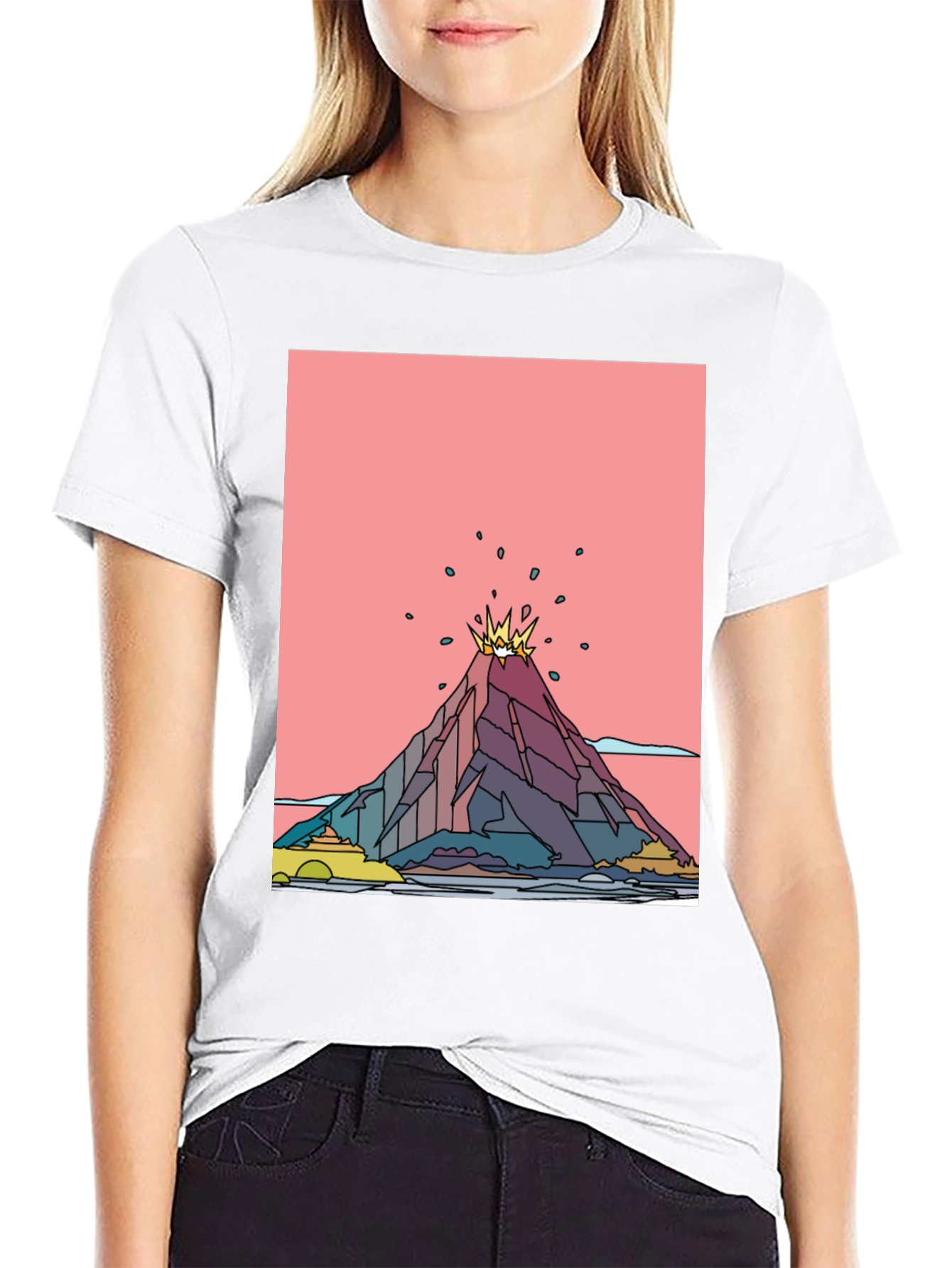 Volcano Graphic Black T-Shirt - Mens Tee