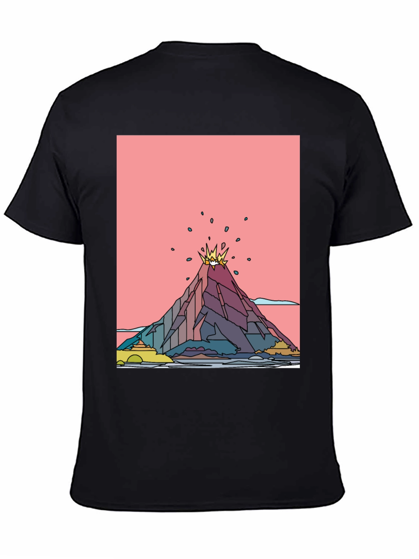 Volcano Graphic Black T-Shirt - Mens Tee