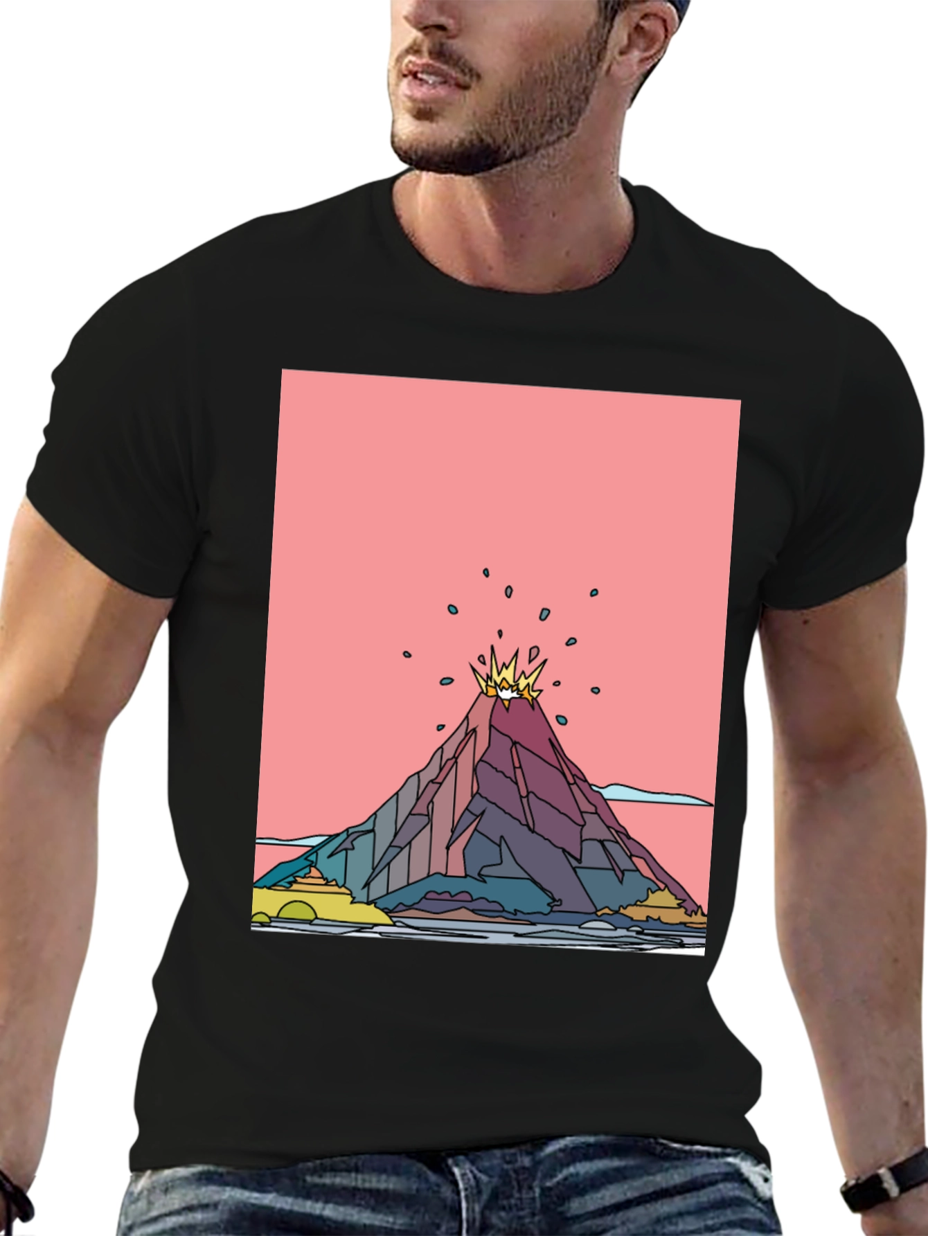 Volcano Graphic Black T-Shirt - Mens Tee