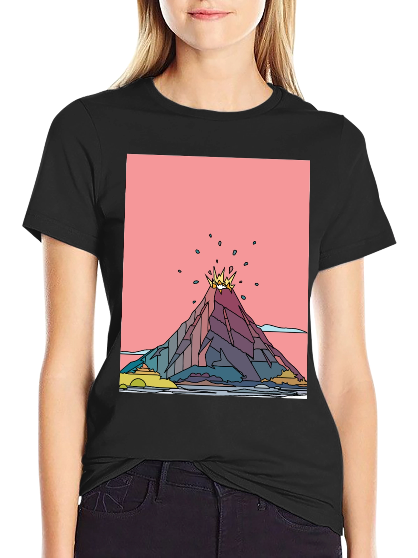 Volcano Graphic Black T-Shirt - Mens Tee