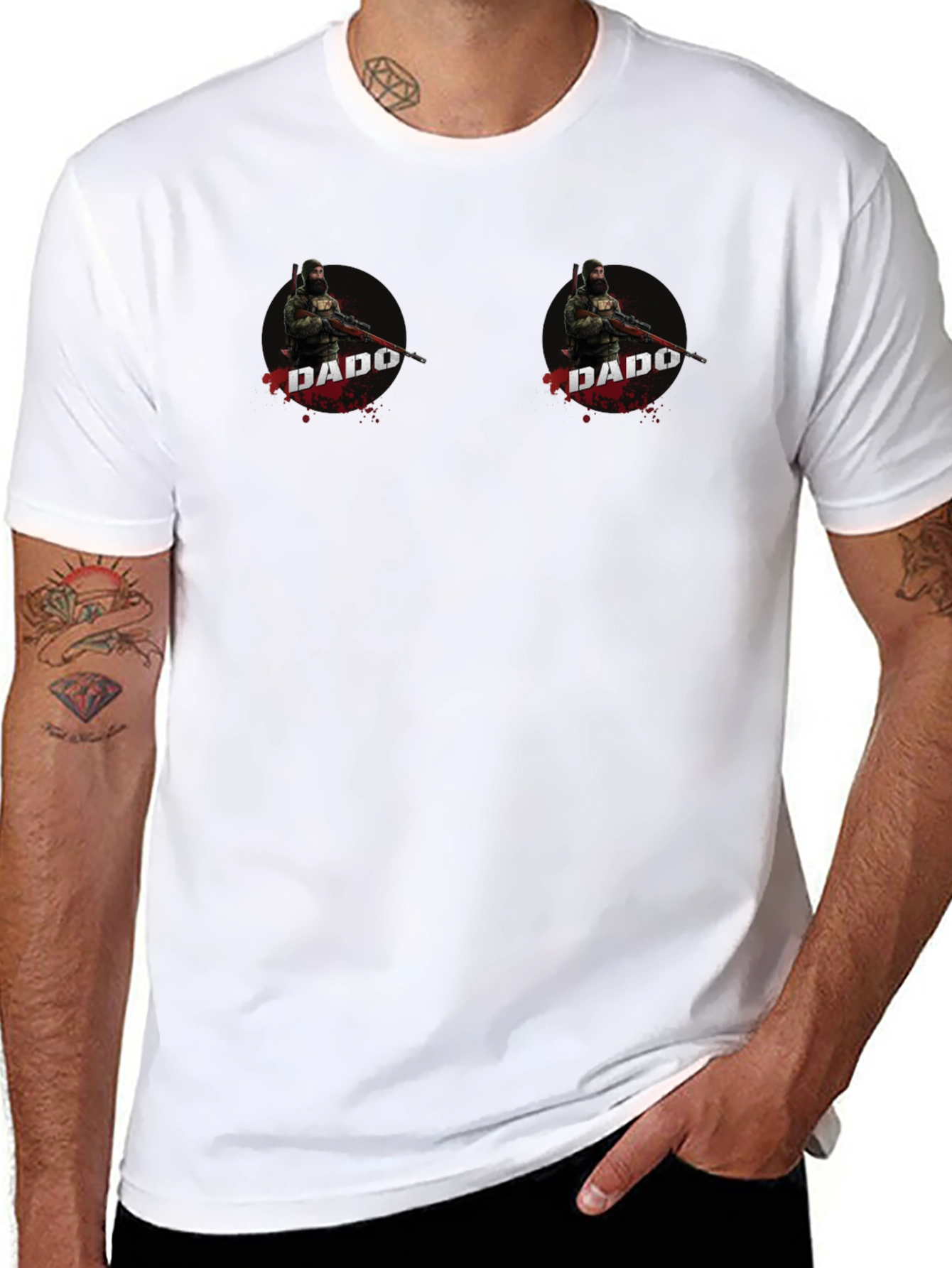 Dado Sniper Graphic Tee - Black Cotton T-Shirt