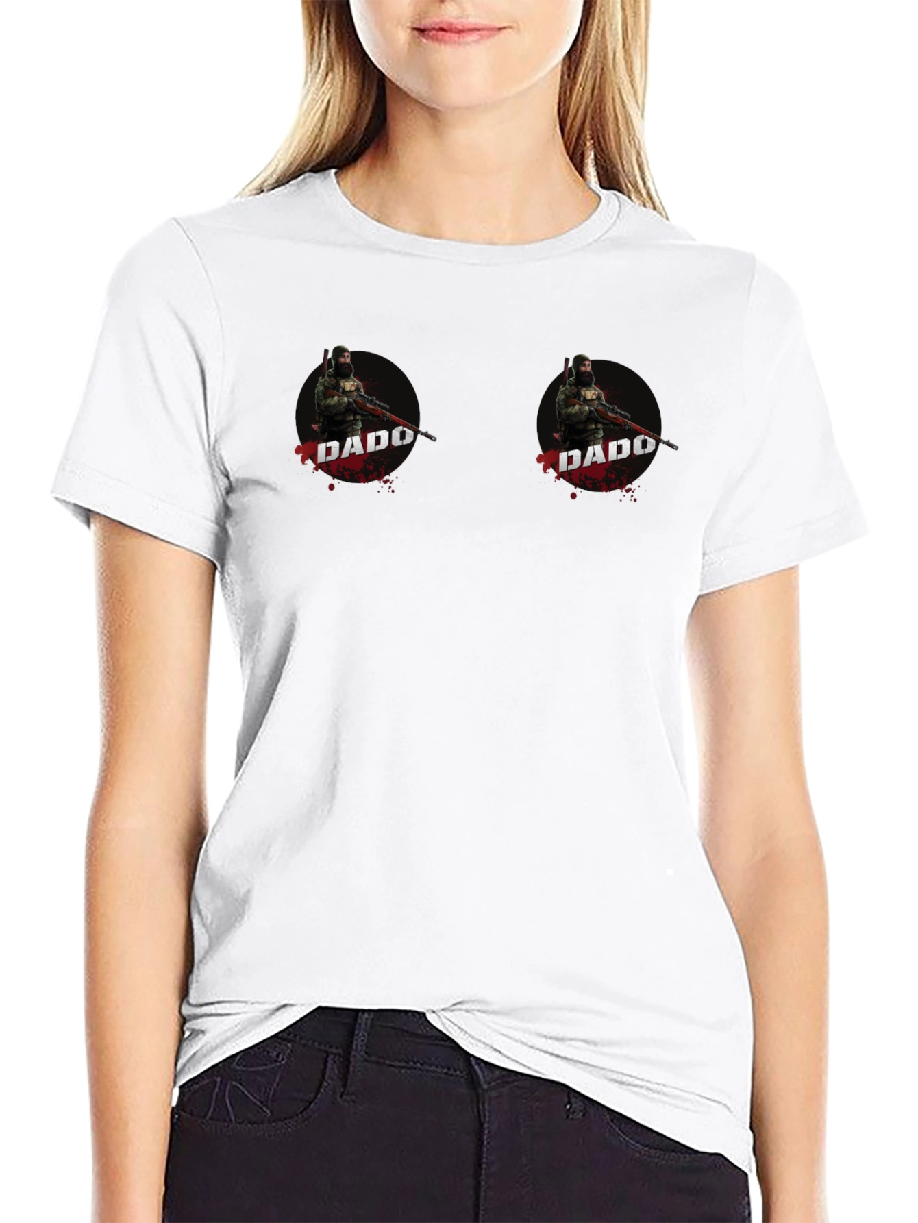 Dado Sniper Graphic Tee - Black Cotton T-Shirt