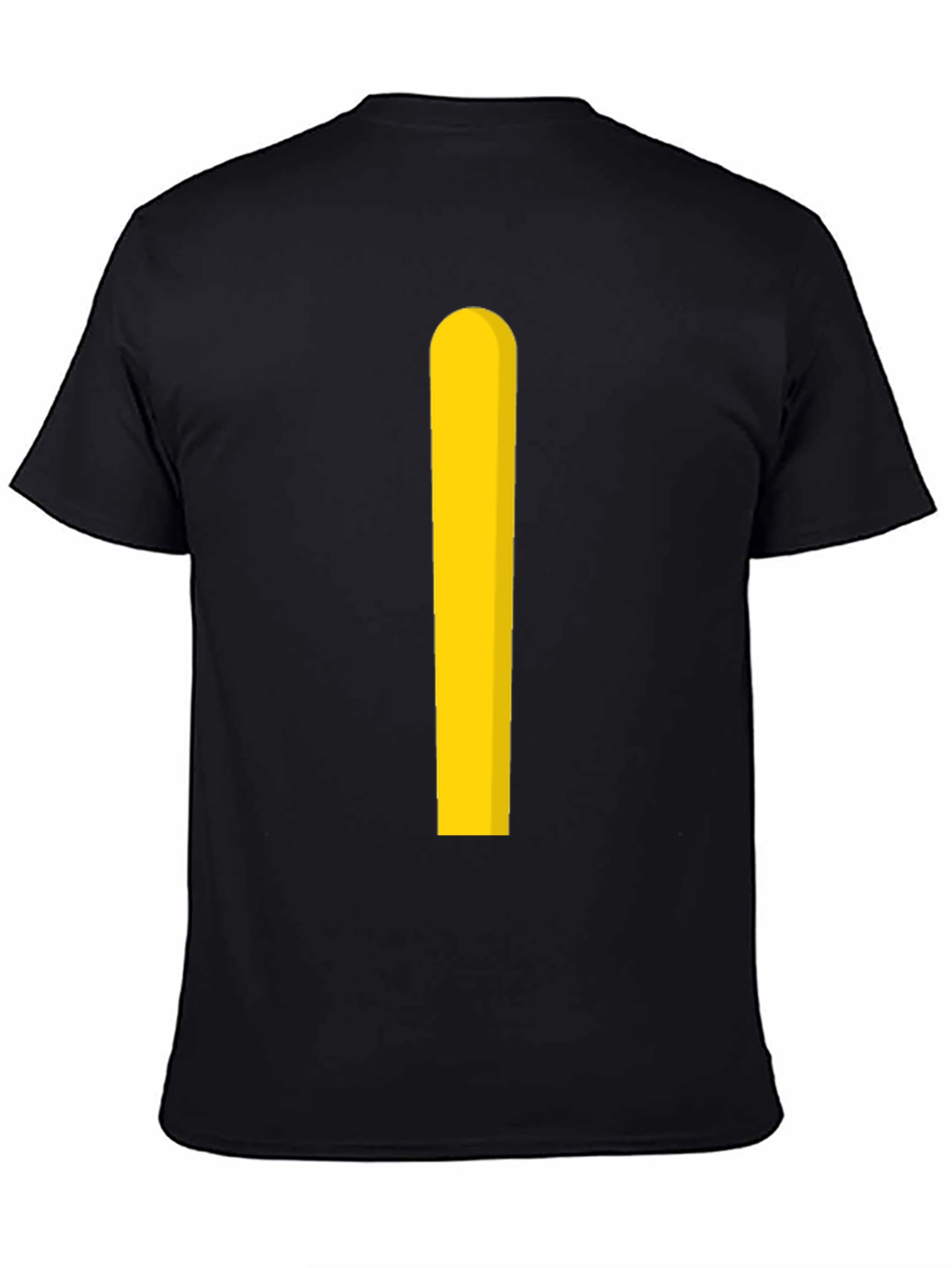 Minimalist Yellow Stripe Black T-Shirt
