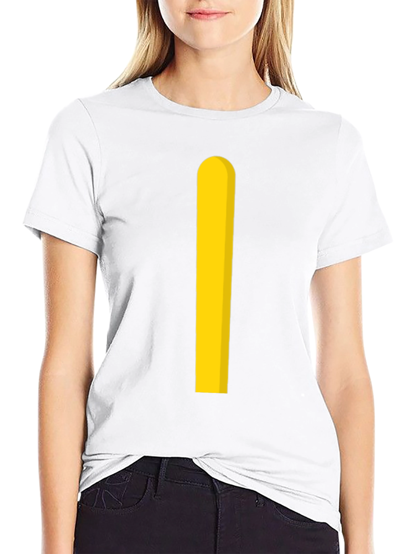 Minimalist Yellow Stripe Black T-Shirt