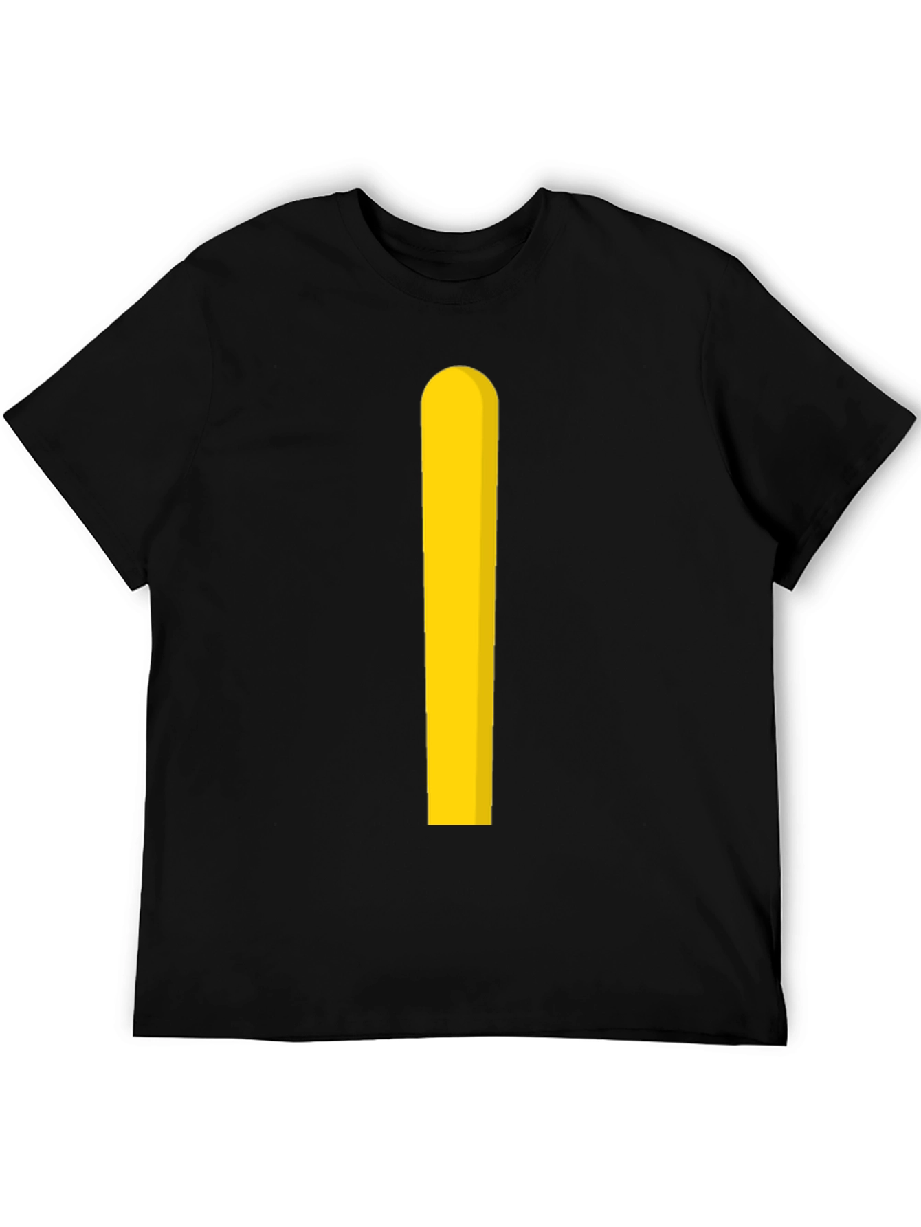 Minimalist Yellow Stripe Black T-Shirt