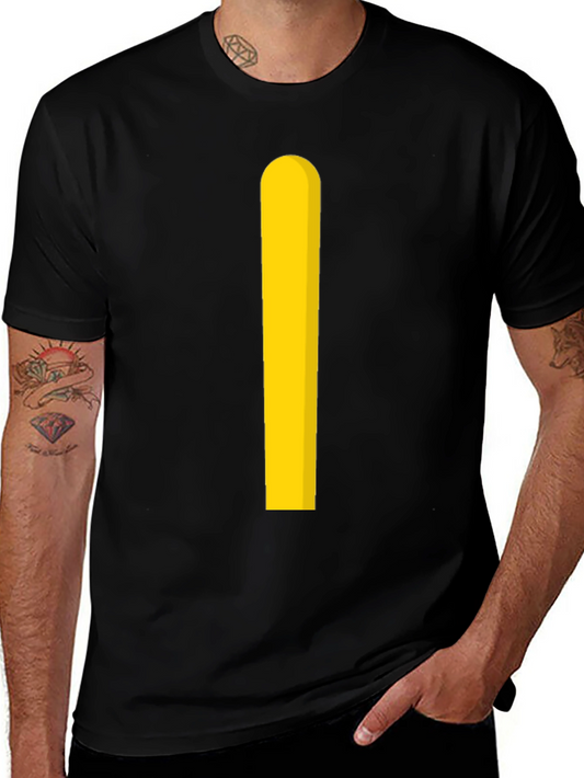 Minimalist Yellow Stripe Black T-Shirt