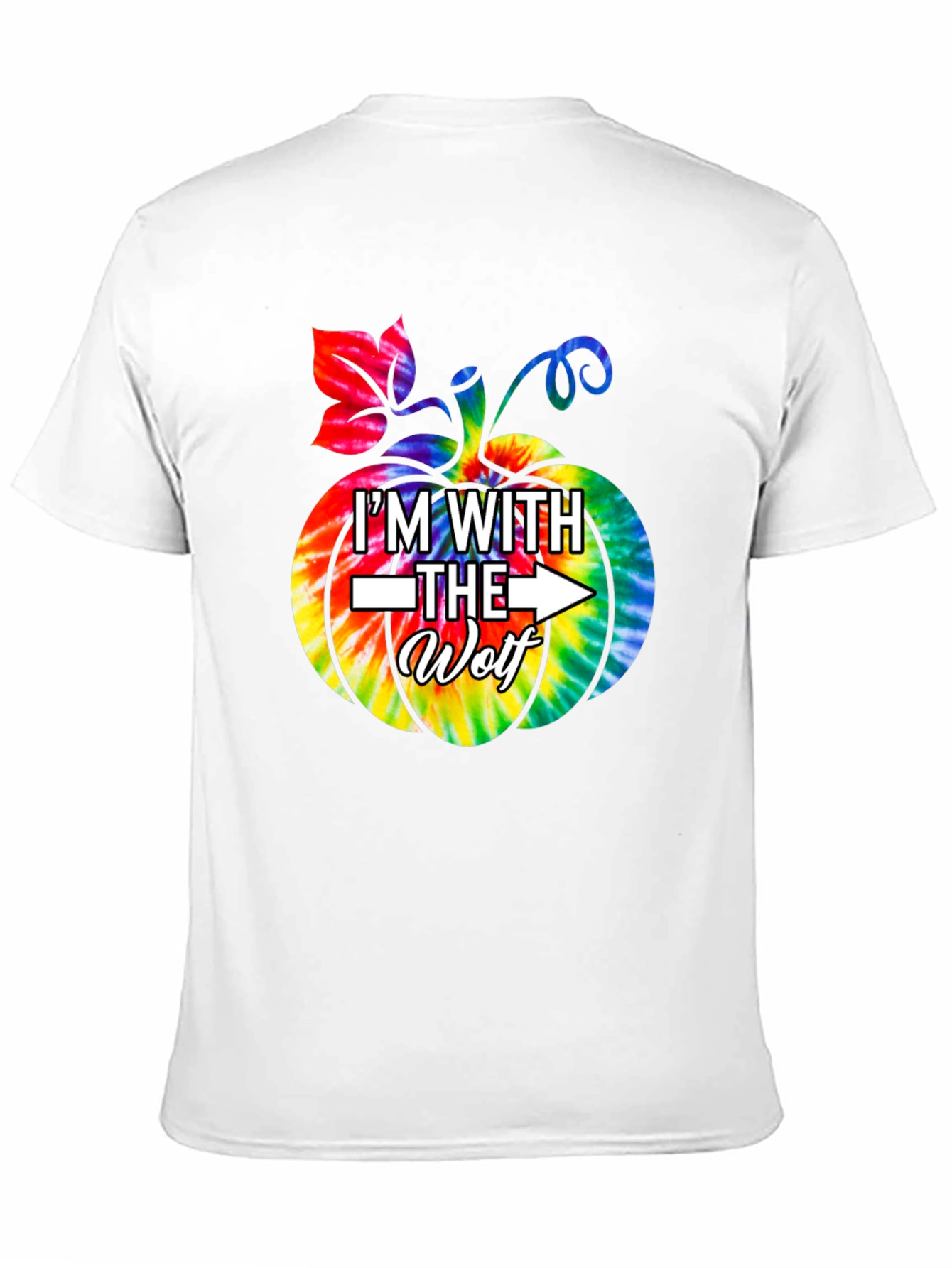Im With the Wolf Tie Dye Pumpkin Halloween T-Shirt