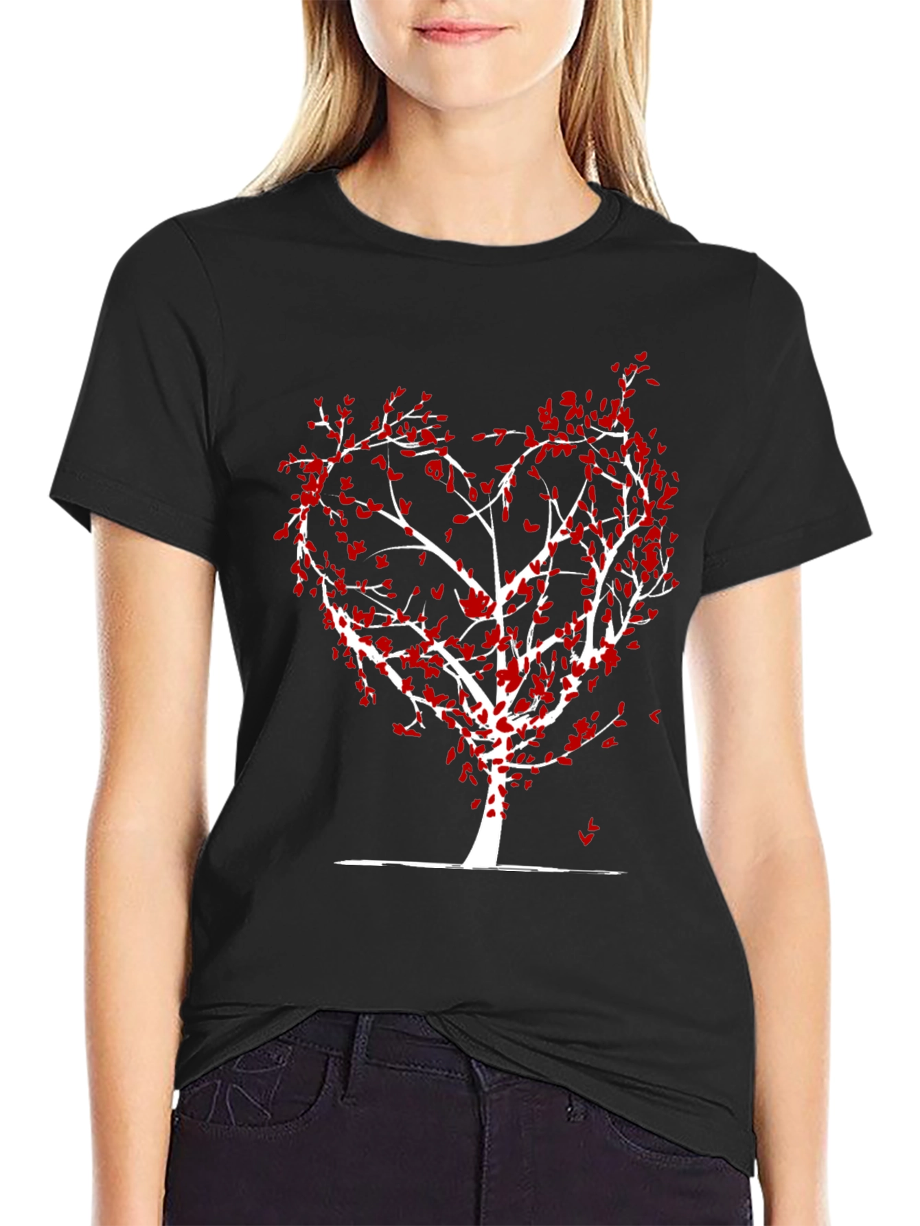 Heart Tree Graphic Tee - Stylish Love Design