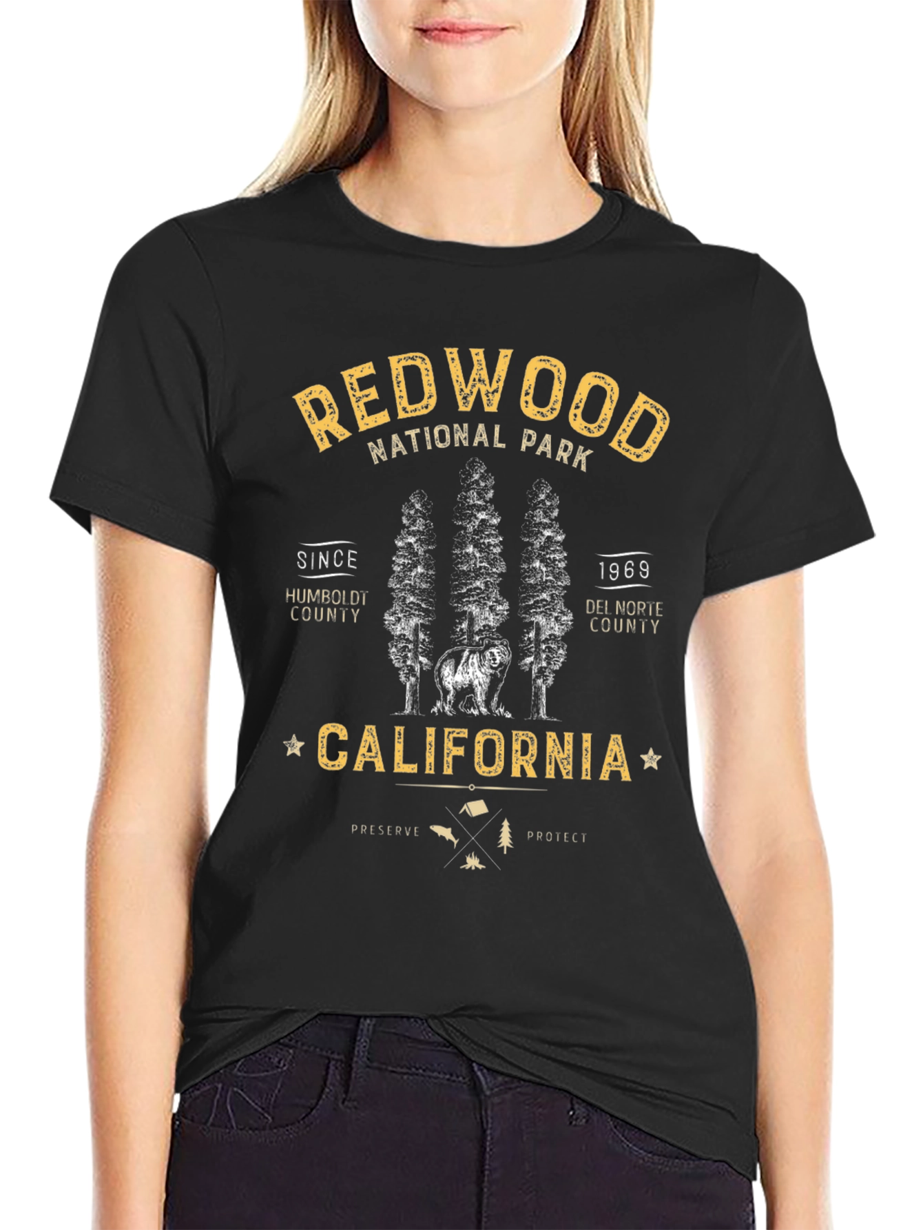 Redwood National Park California Black T-Shirt