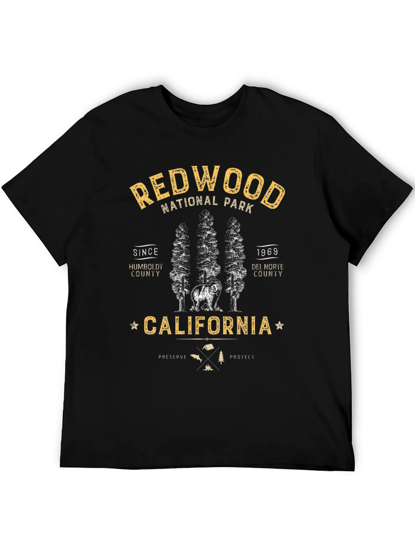 Redwood National Park California Black T-Shirt