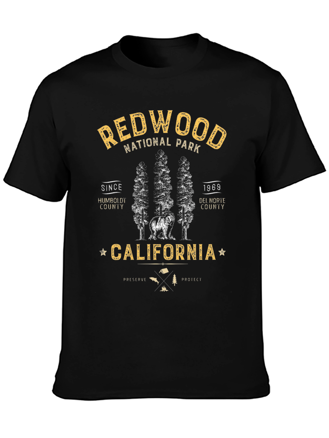 Redwood National Park California Black T-Shirt