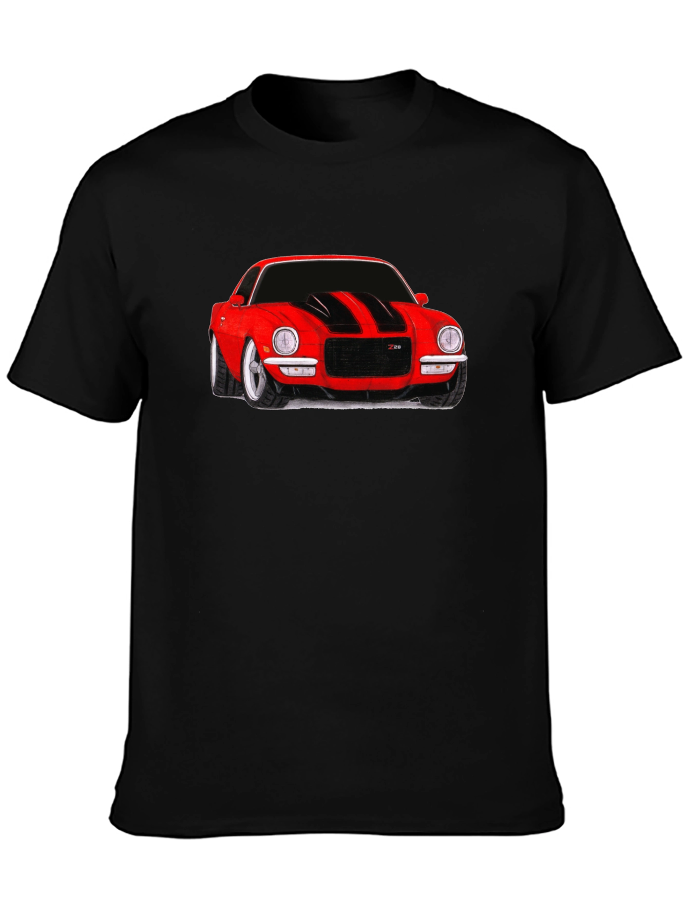 Classic Red Car Graphic Tee - Black