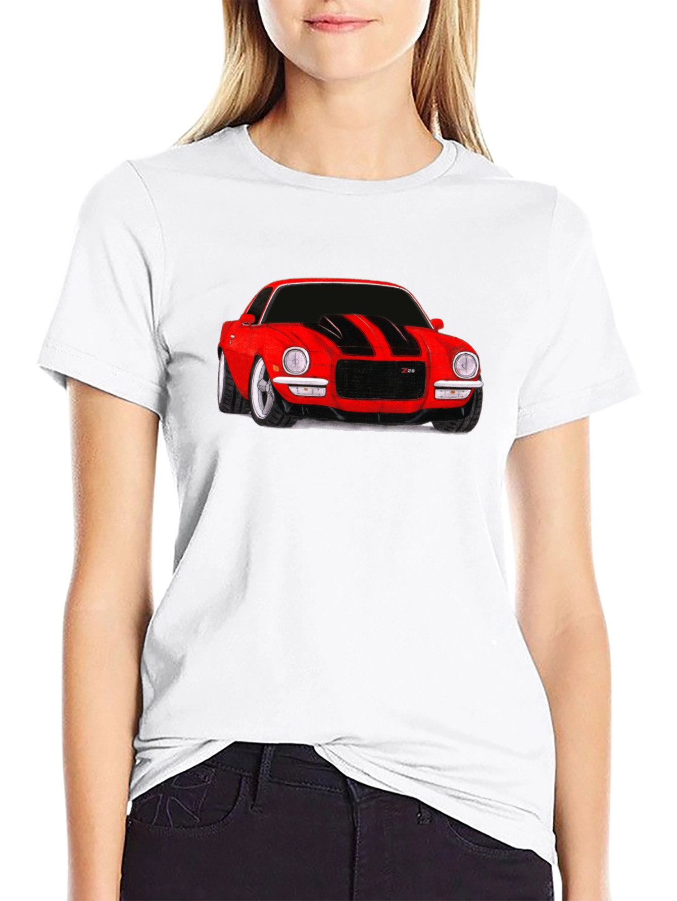 Classic Red Car Graphic Tee - Black