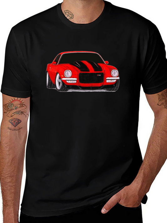 Classic Red Car Graphic Tee - Black