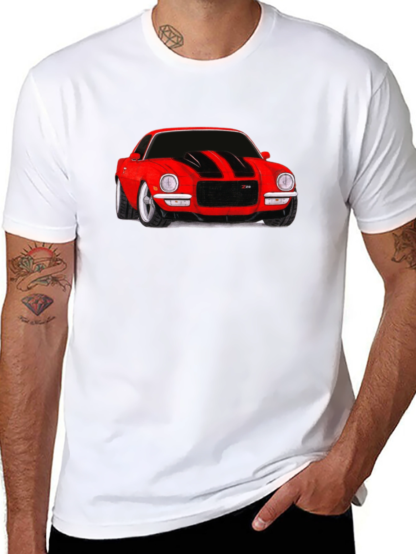 Classic Red Car Graphic Tee - Black
