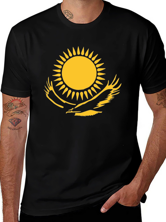 Kazakhstan Flag T-Shirt - Golden Sun & Eagle Graphic Tee