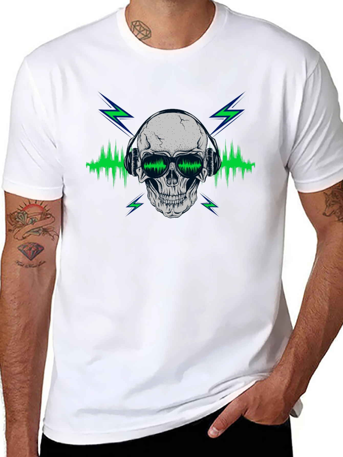 Skull & Beats Graphic Tee - Mens Black T-Shirt