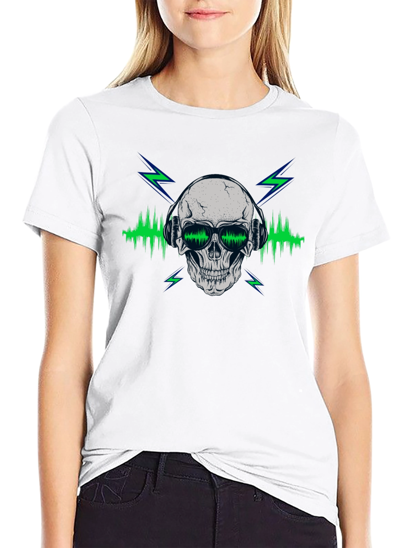 Skull & Beats Graphic Tee - Mens Black T-Shirt