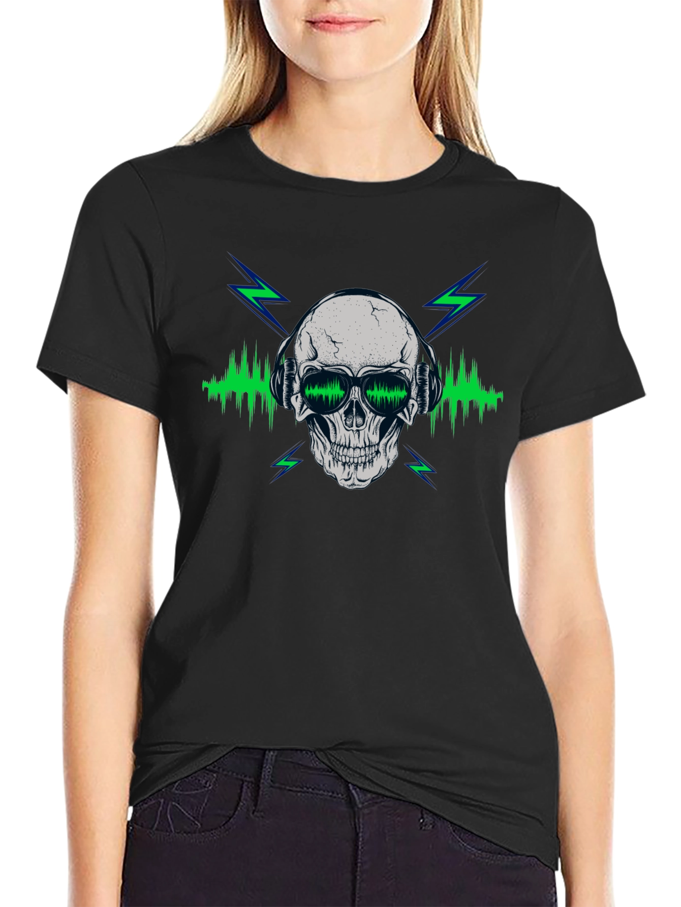 Skull & Beats Graphic Tee - Mens Black T-Shirt