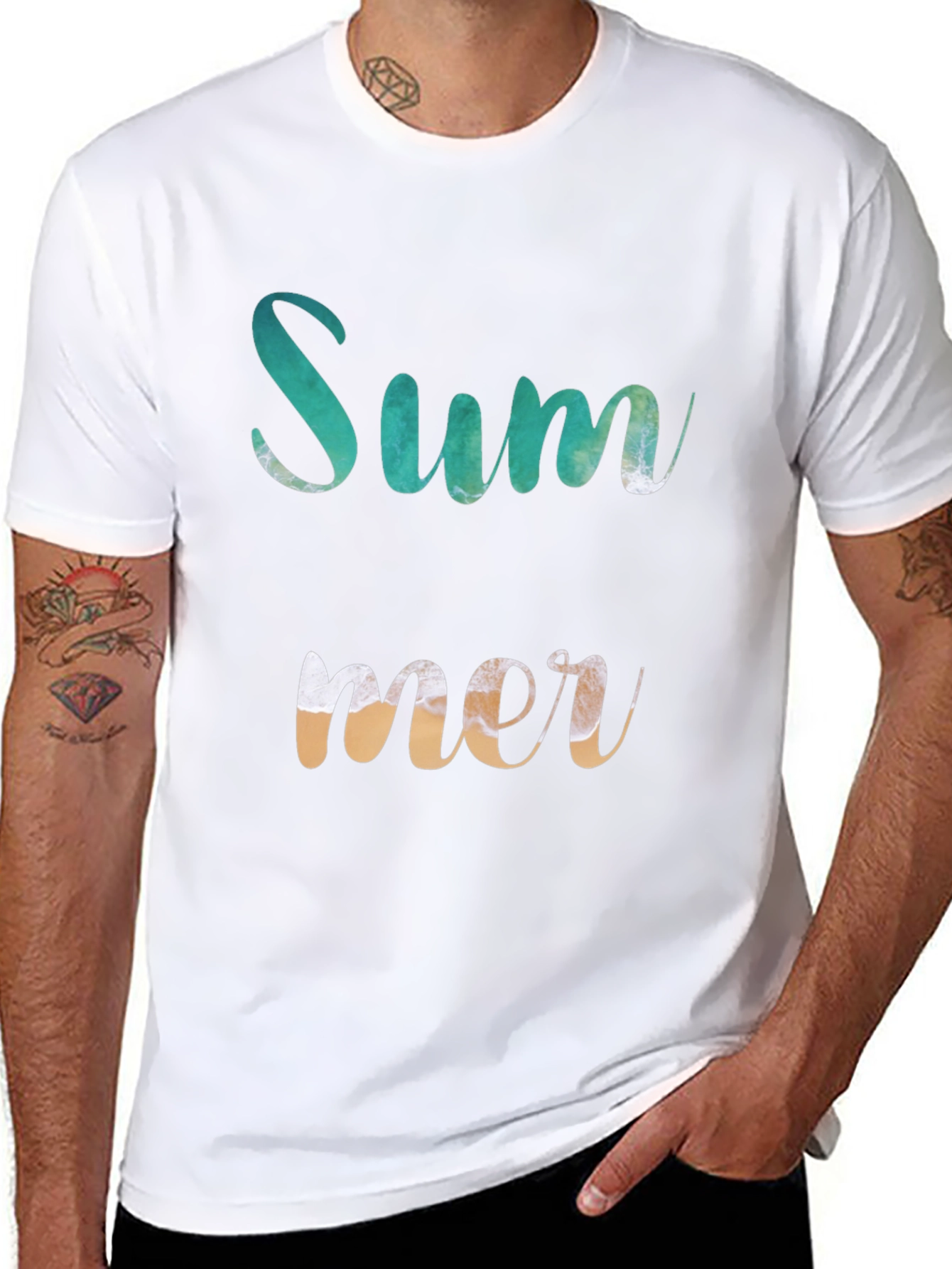 Summer T-Shirt - Beach Wave Design - Casual Wear