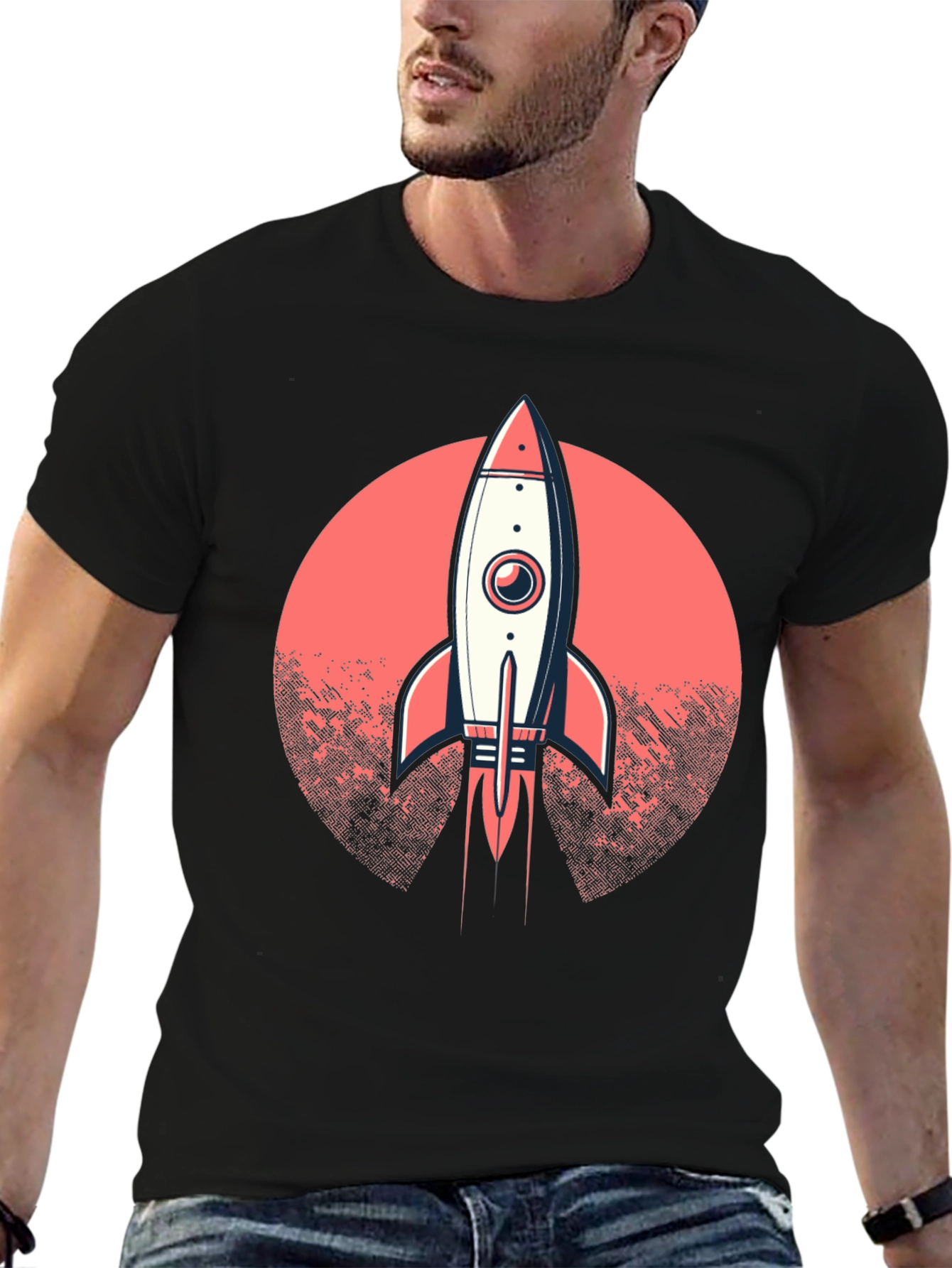 Rocket Launch Graphic T-Shirt - Black