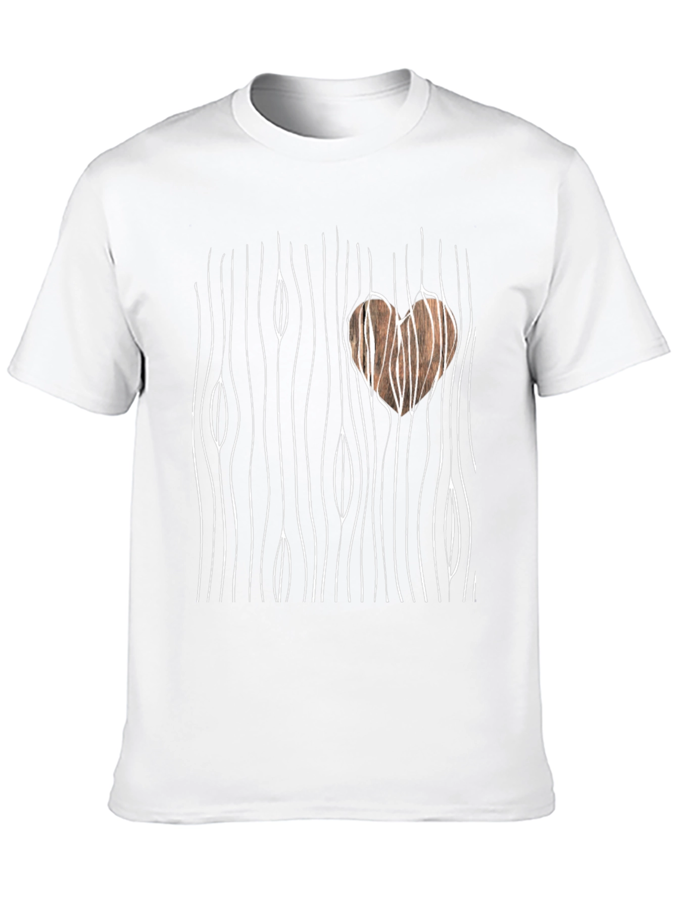 Wood Grain Heart Graphic Tee - Stylish Casual Wear