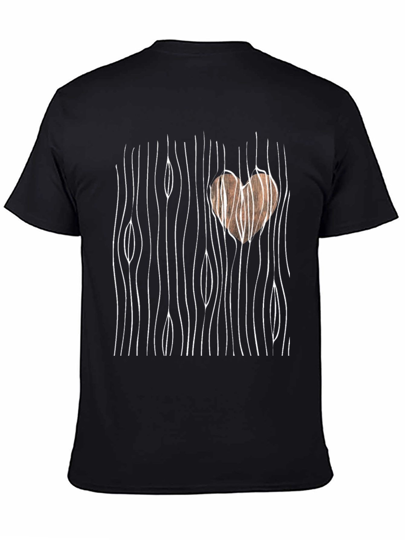 Wood Grain Heart Graphic Tee - Stylish Casual Wear