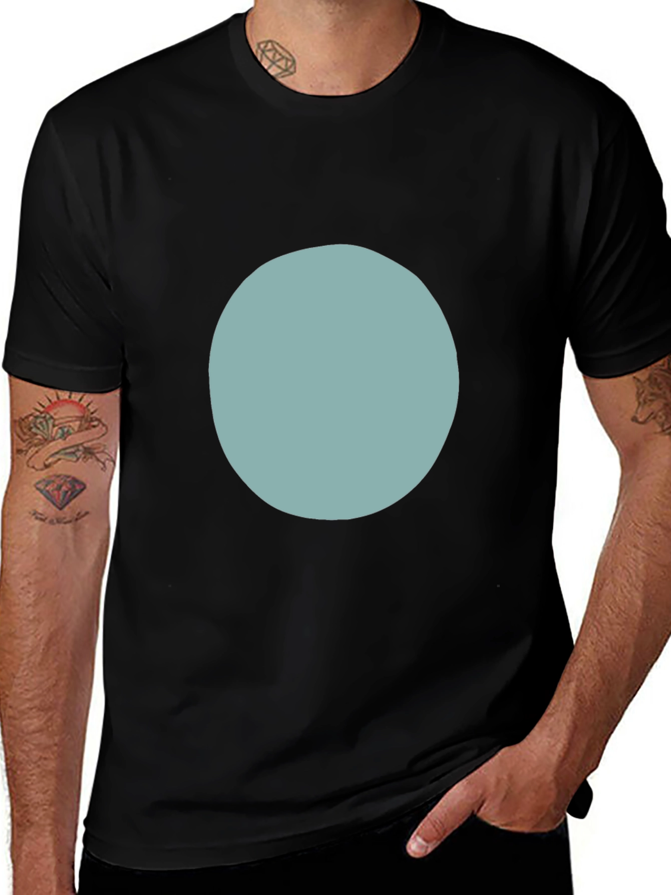 Modern Black T-Shirt with Minimalist Circle Design