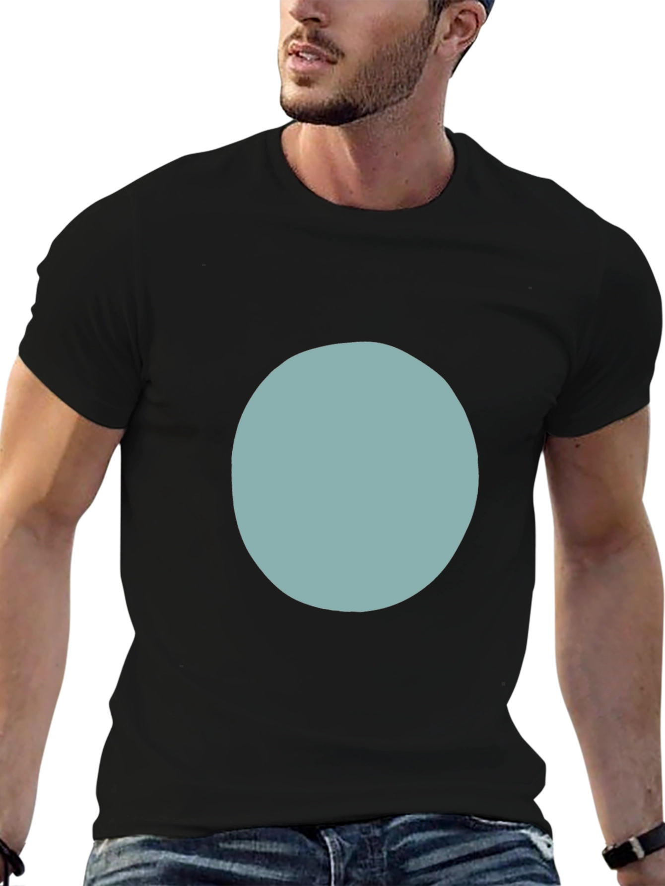 Modern Black T-Shirt with Minimalist Circle Design