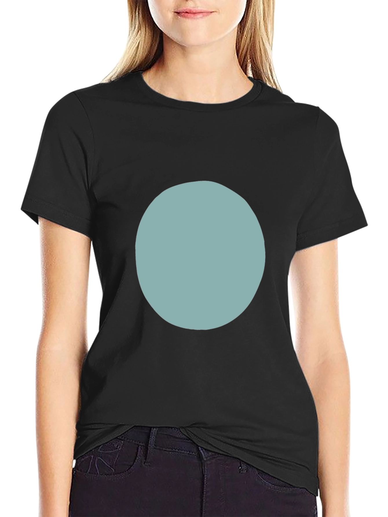 Modern Black T-Shirt with Minimalist Circle Design