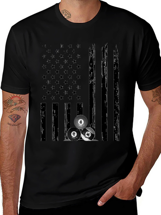 Billiards Flag Graphic Tee - Black