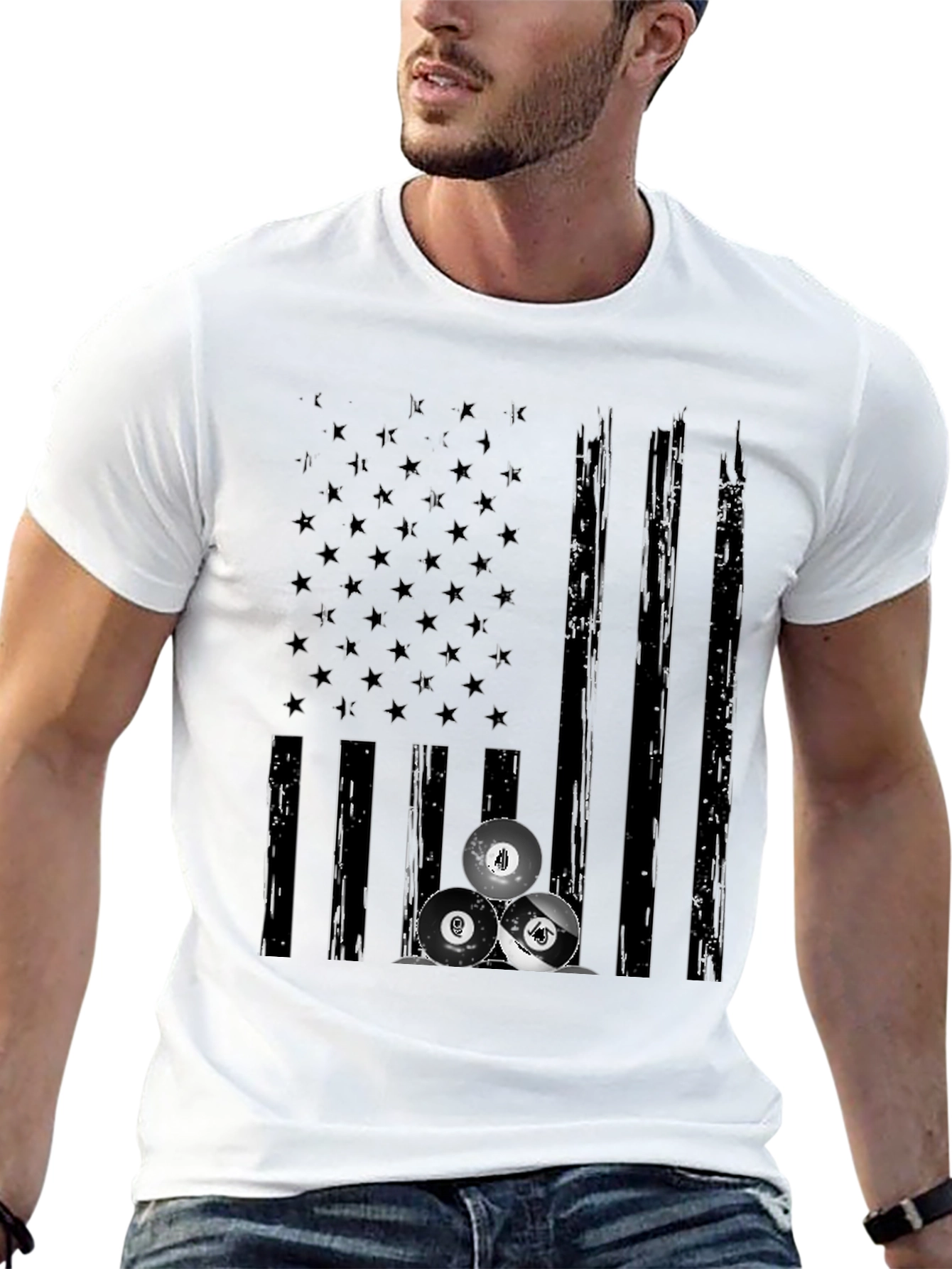 Billiards Flag Graphic Tee - Black