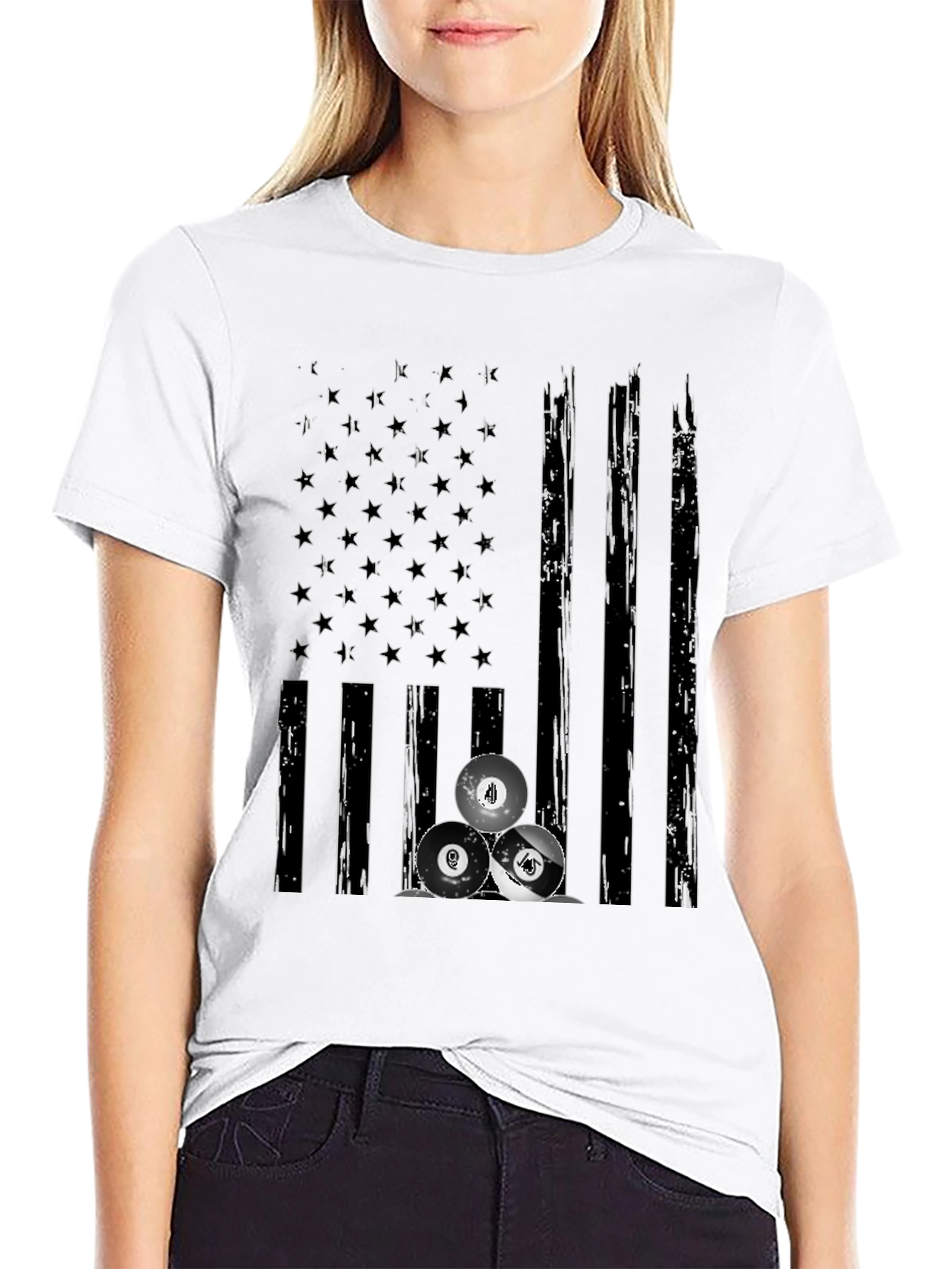 Billiards Flag Graphic Tee - Black