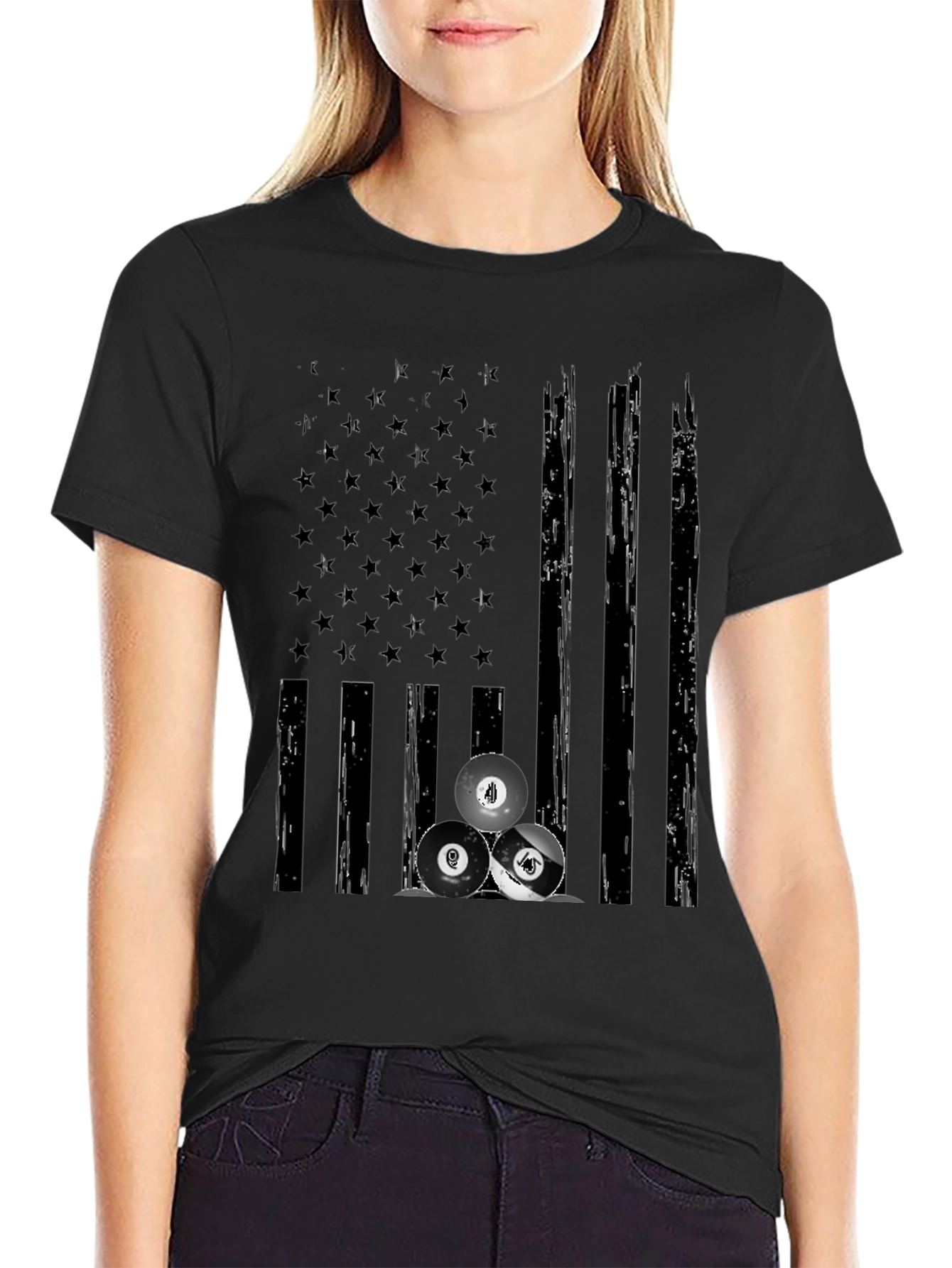 Billiards Flag Graphic Tee - Black