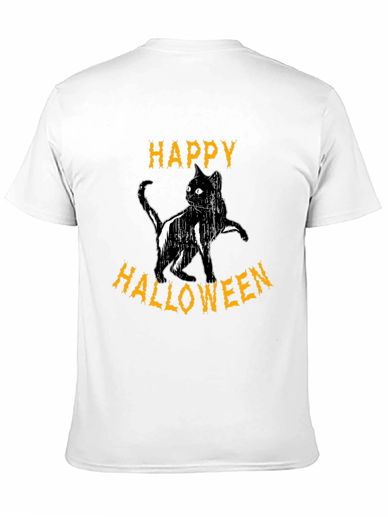 Happy Halloween Cat T-Shirt - Black Cotton Graphic Tee